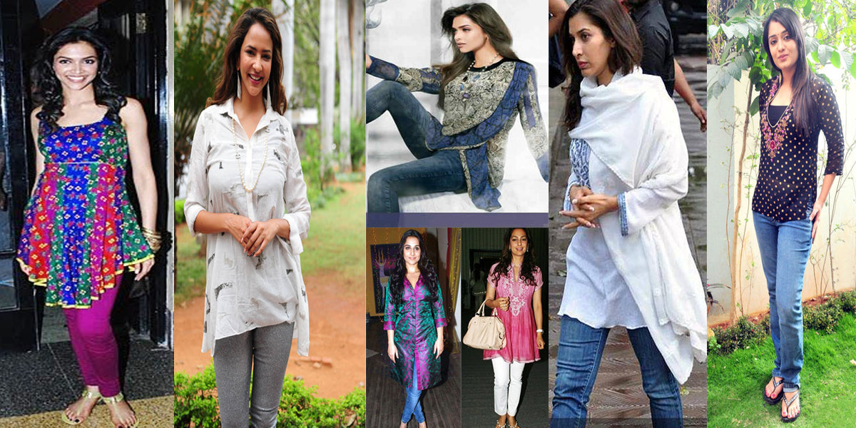 Long kurti clearance tops with jeans