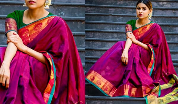 Narayanpet cotton saree|Dual tone border