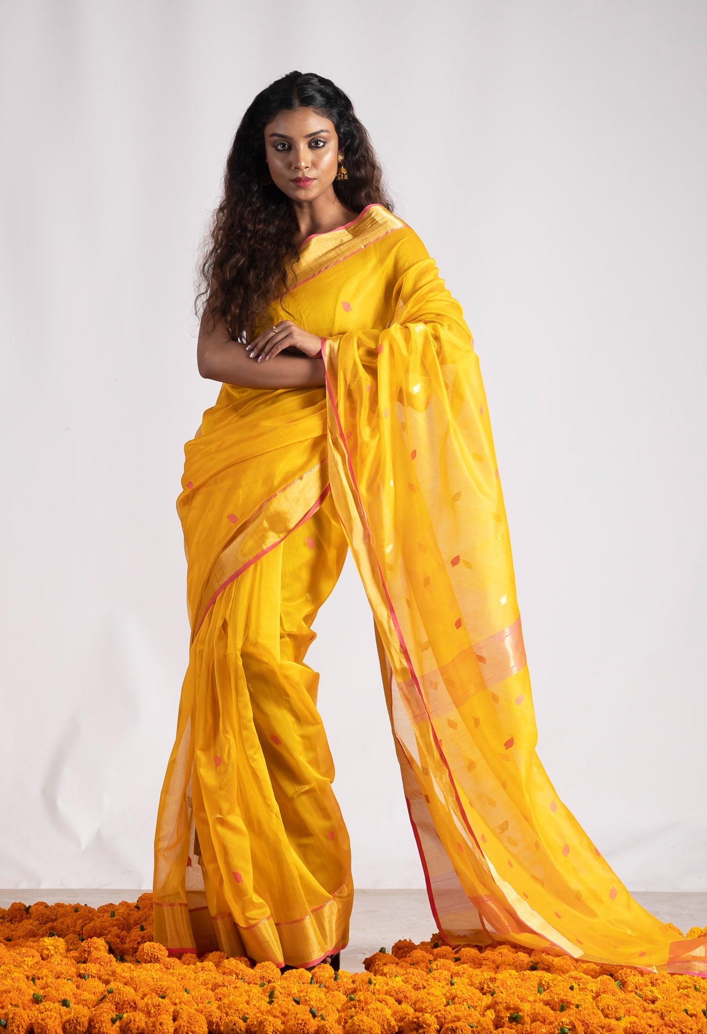 Pure Handloom Maheshwari silk saree Indian hot women traditional wear