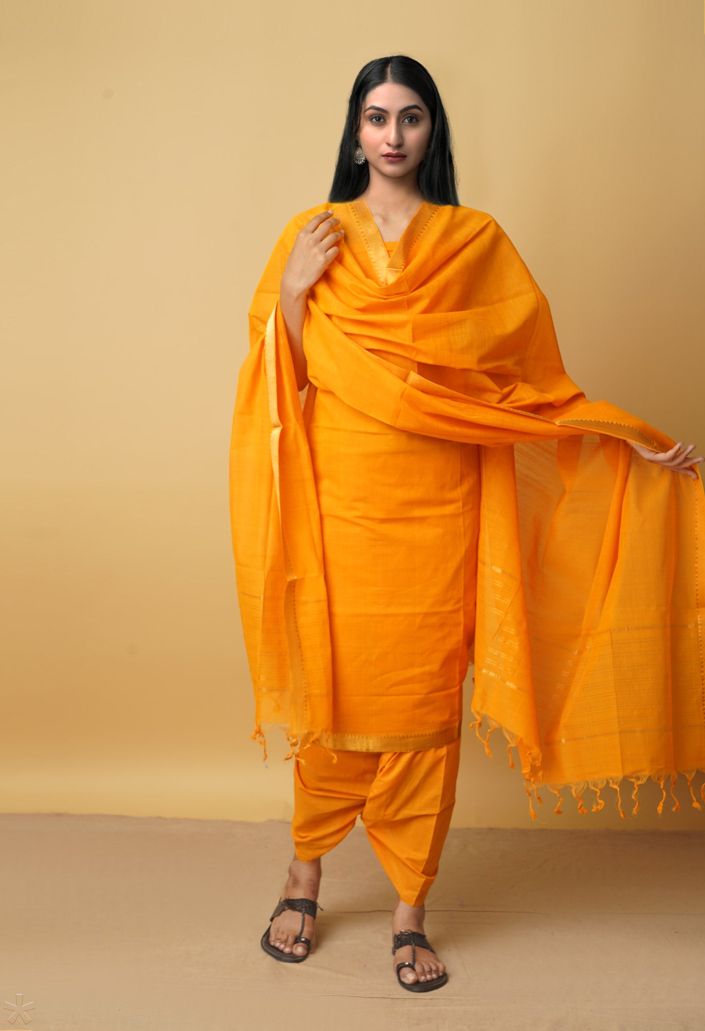 Online shopping for Orange Pure Handloom Mangalagiri Cotton Salwar