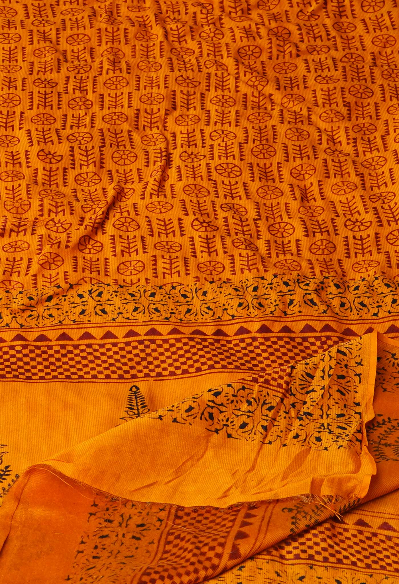 Orange Pure Chanderi Bagh Printed Dupatta–UDS4946