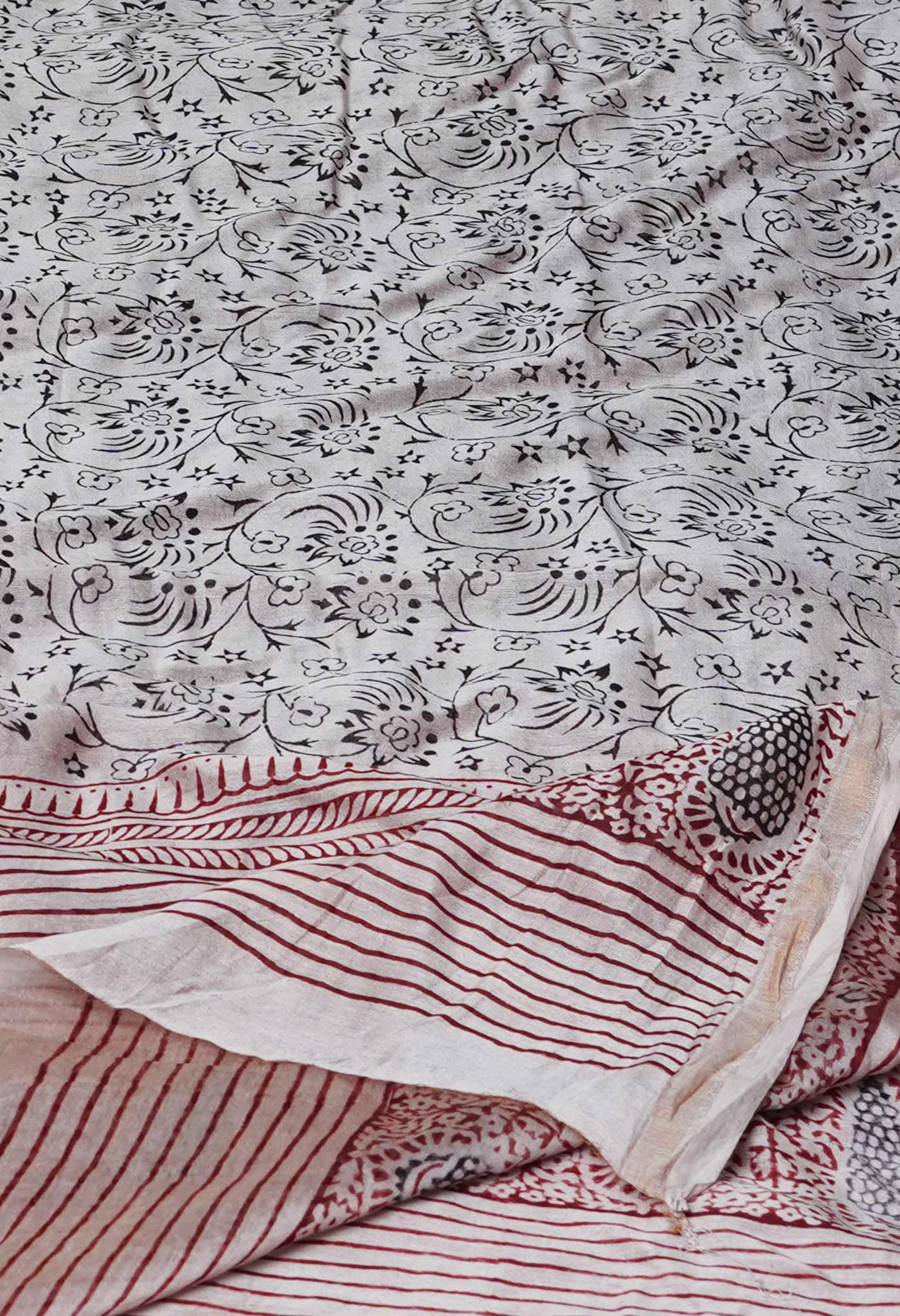 Beige Pure Chanderi Bagh Printed Dupatta–UDS4954