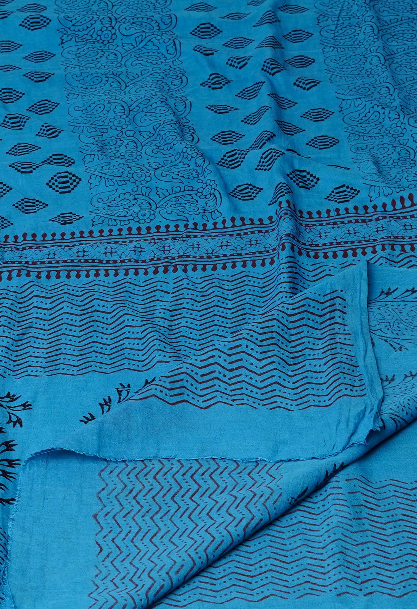 Blue Pure Superfine Mulmul Cotton Bagh Printed Dupatta –UDS5019