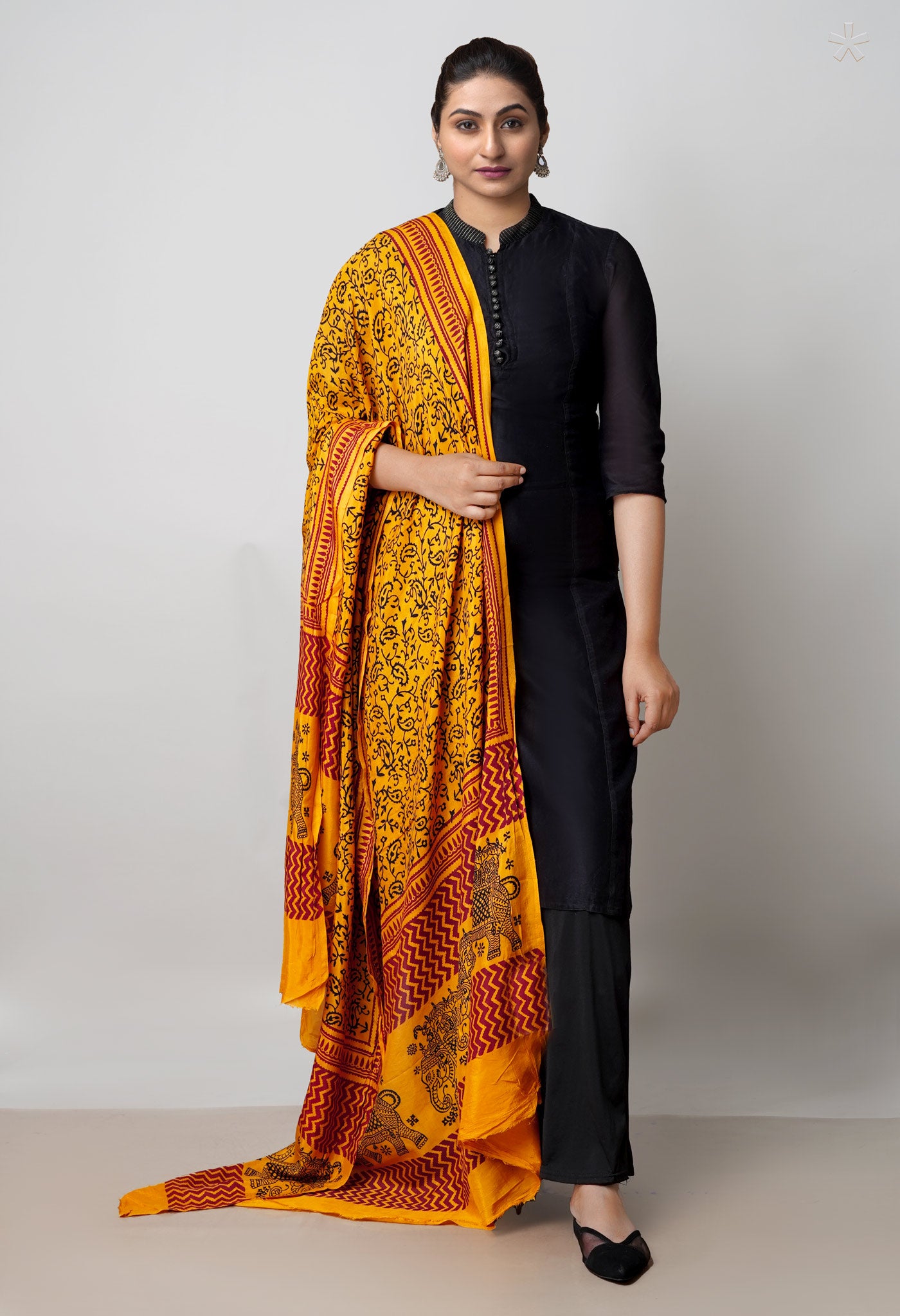 Yellow Bagh Printed Chanderi Soft Silk Dupatta–UDS5150