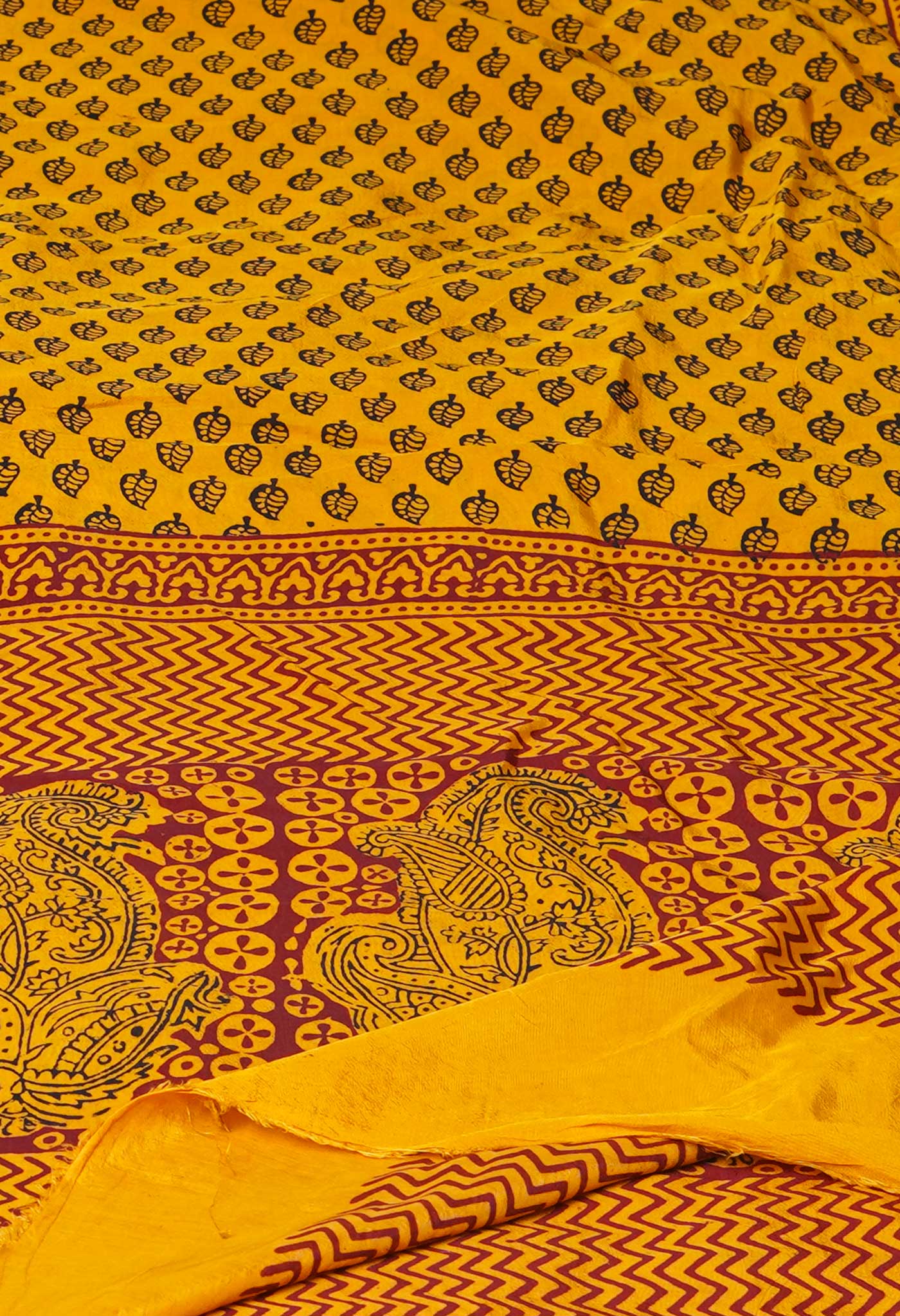 Turmeric Yellow Bagh Printed Chanderi Soft Silk Dupatta–UDS5161