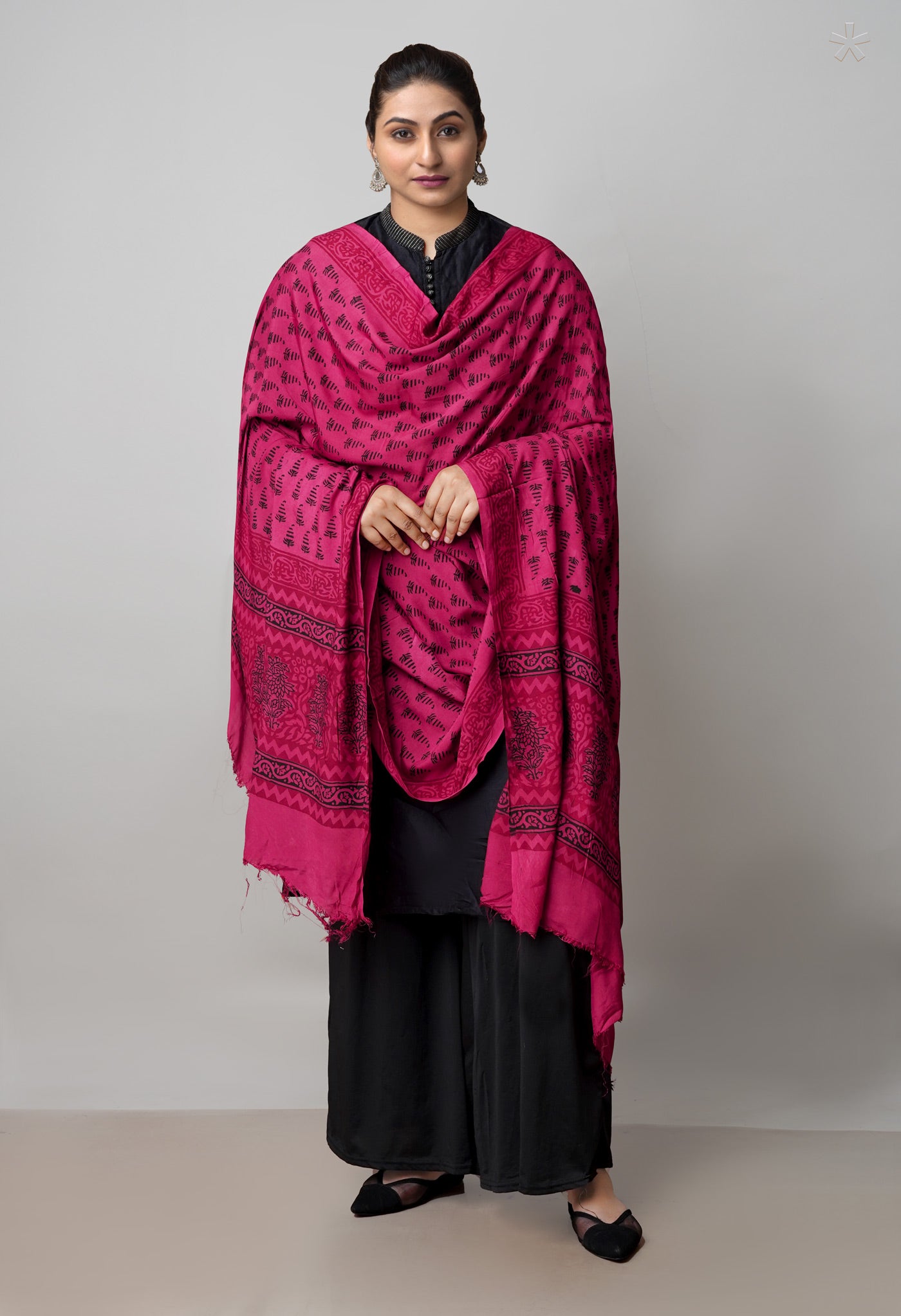 Maroon Bagh Printed Chanderi Soft Silk Dupatta–UDS5166