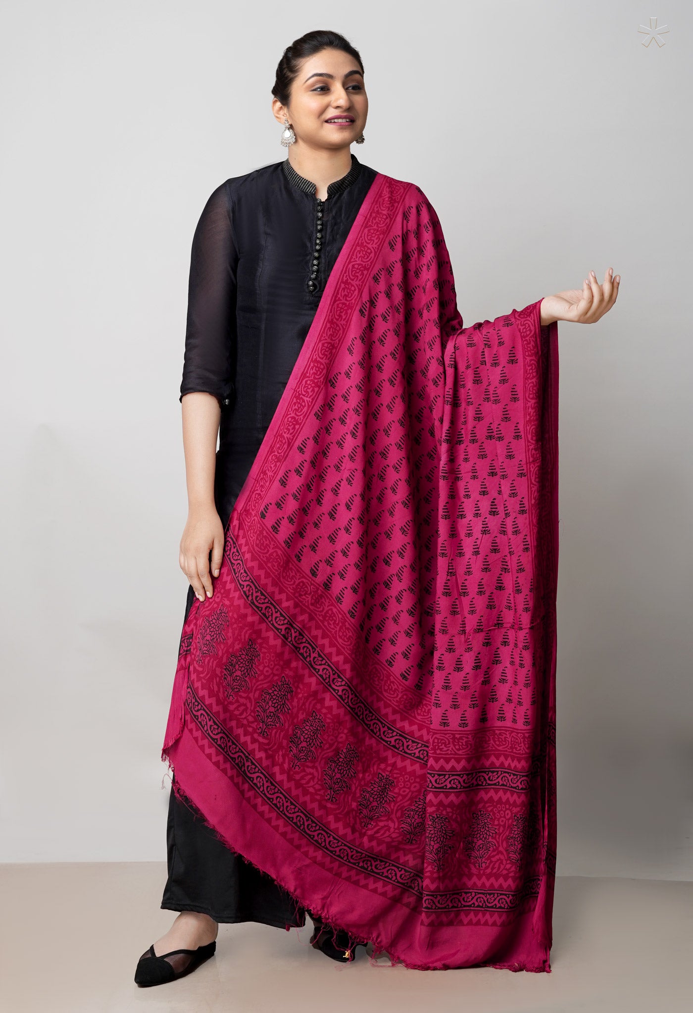 Maroon Bagh Printed Chanderi Soft Silk Dupatta–UDS5166