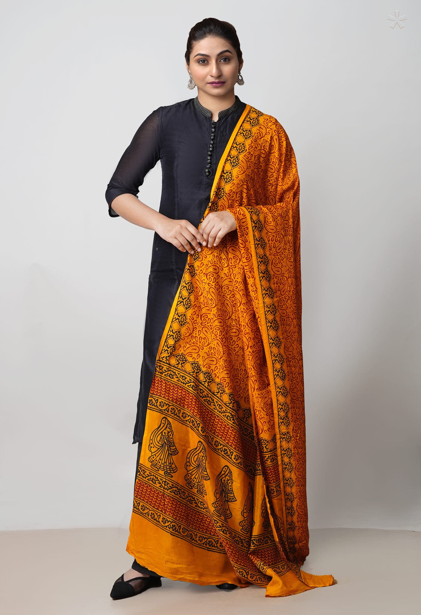 Yellow Bagh Printed Chanderi Soft Silk Dupatta–UDS5169