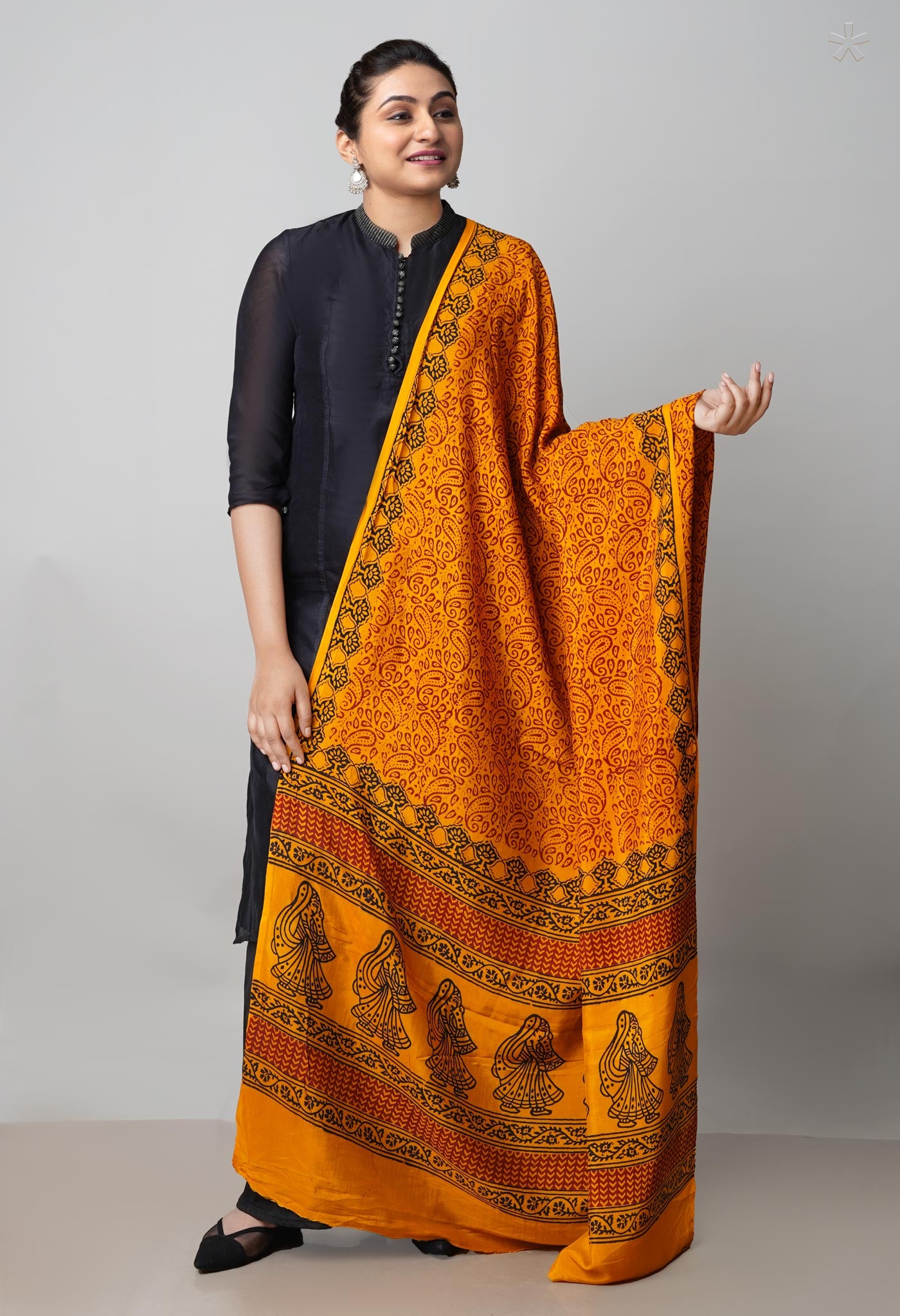 Yellow Bagh Printed Chanderi Soft Silk Dupatta–UDS5169