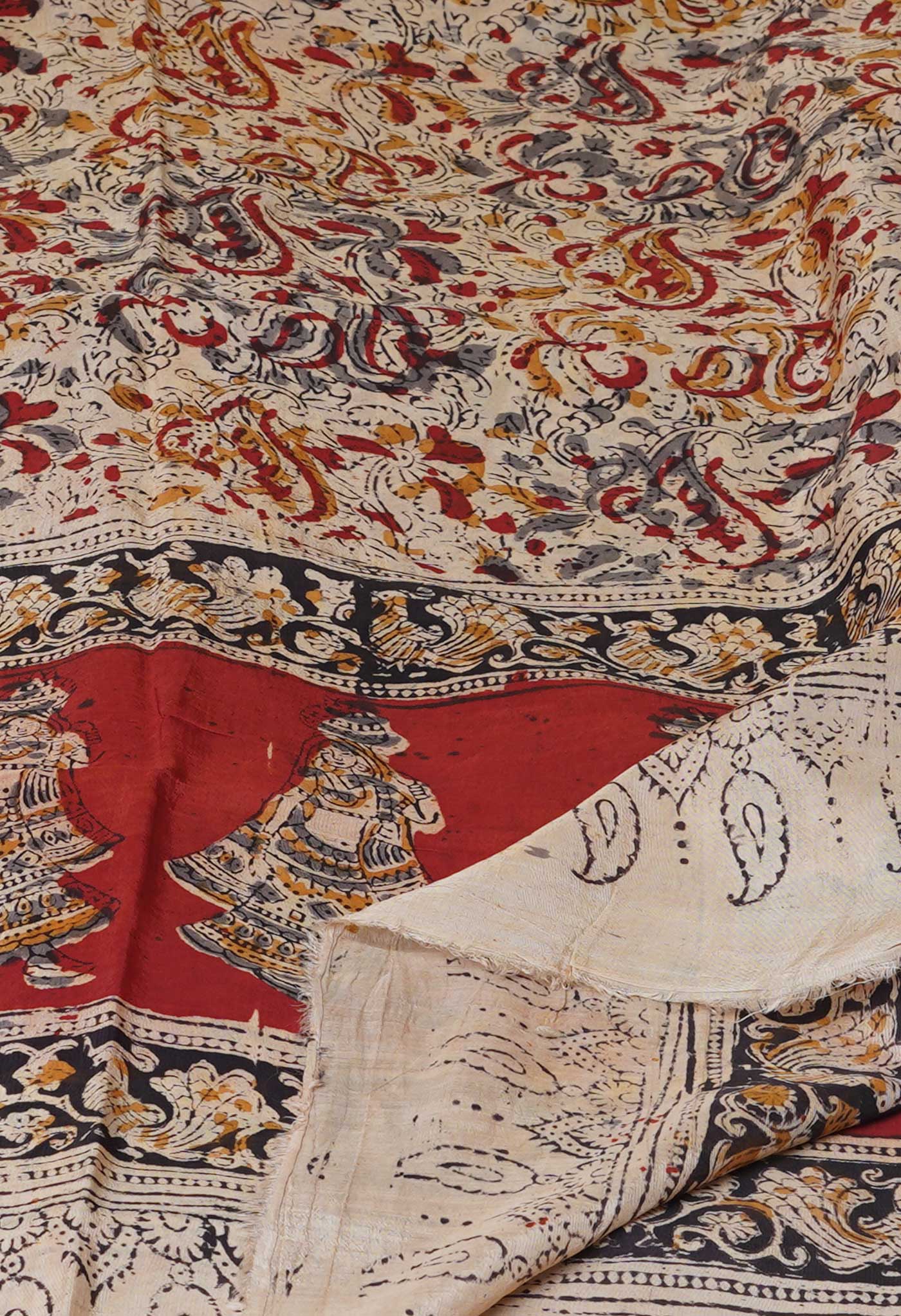 Multi Pure Hand Block Kalamkari Soft Silk Dupatta–UDS5244