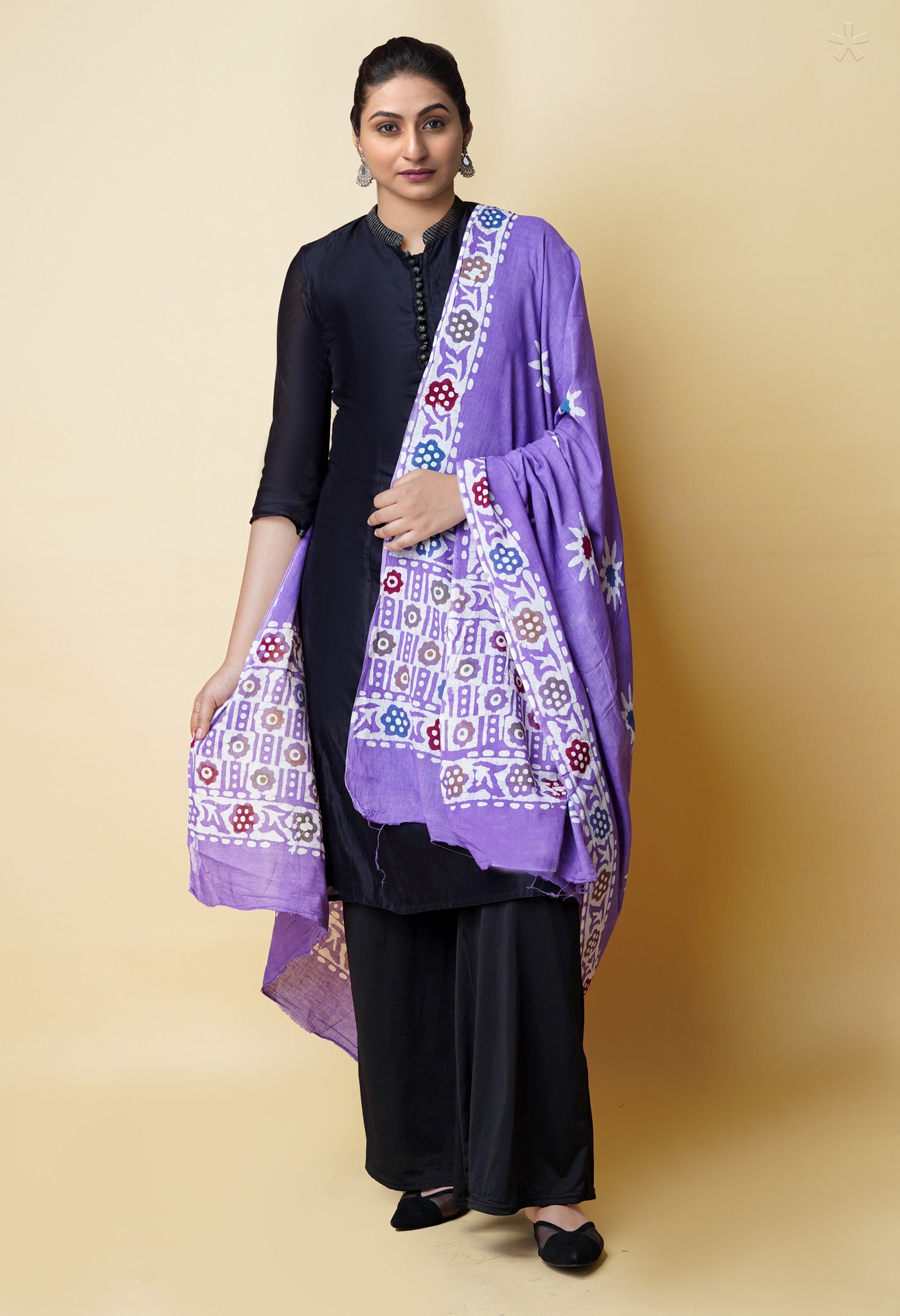 Violet Pure Batik Cotton Dupatta – UDS5315