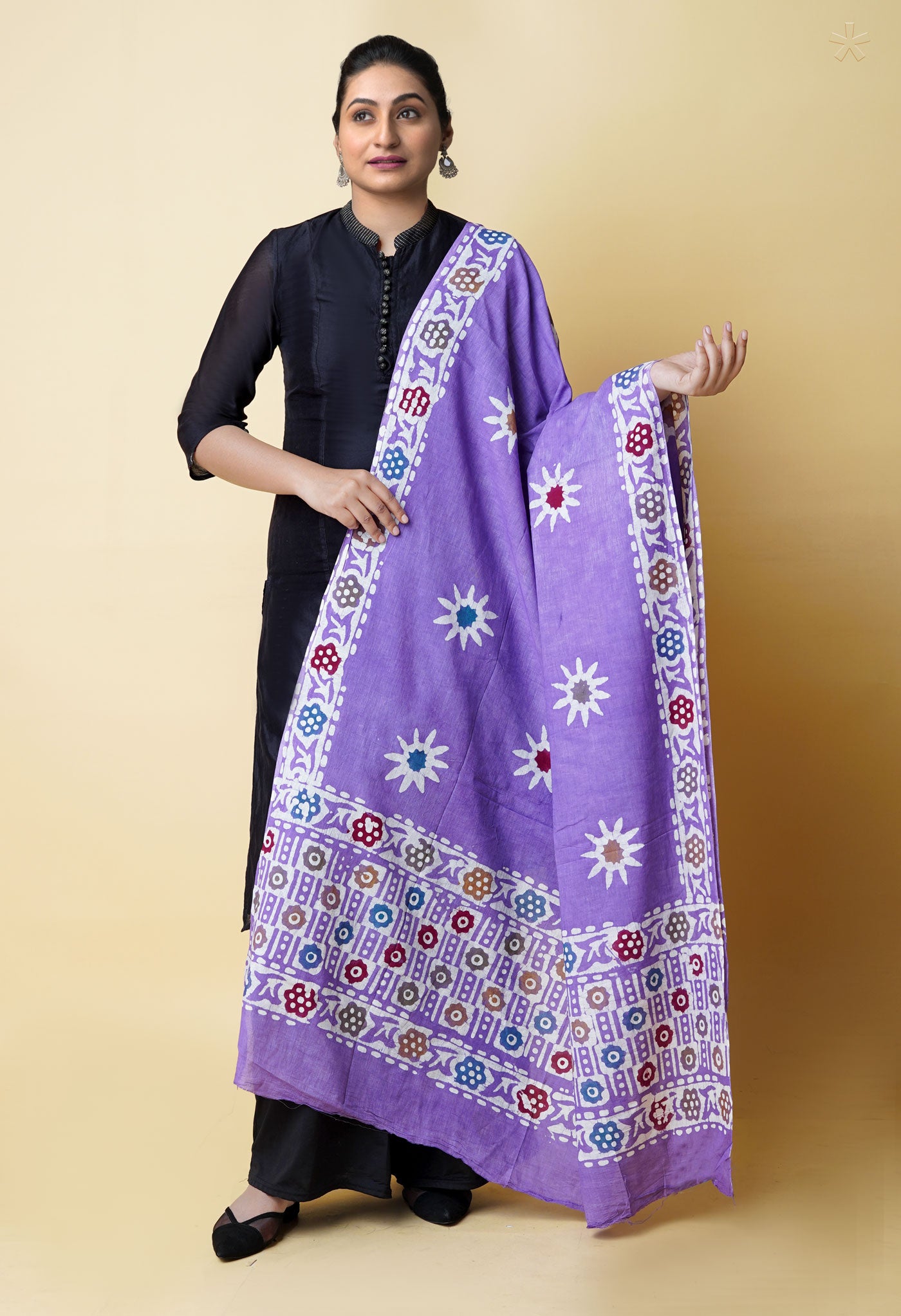 Violet Pure Batik Cotton Dupatta – UDS5315