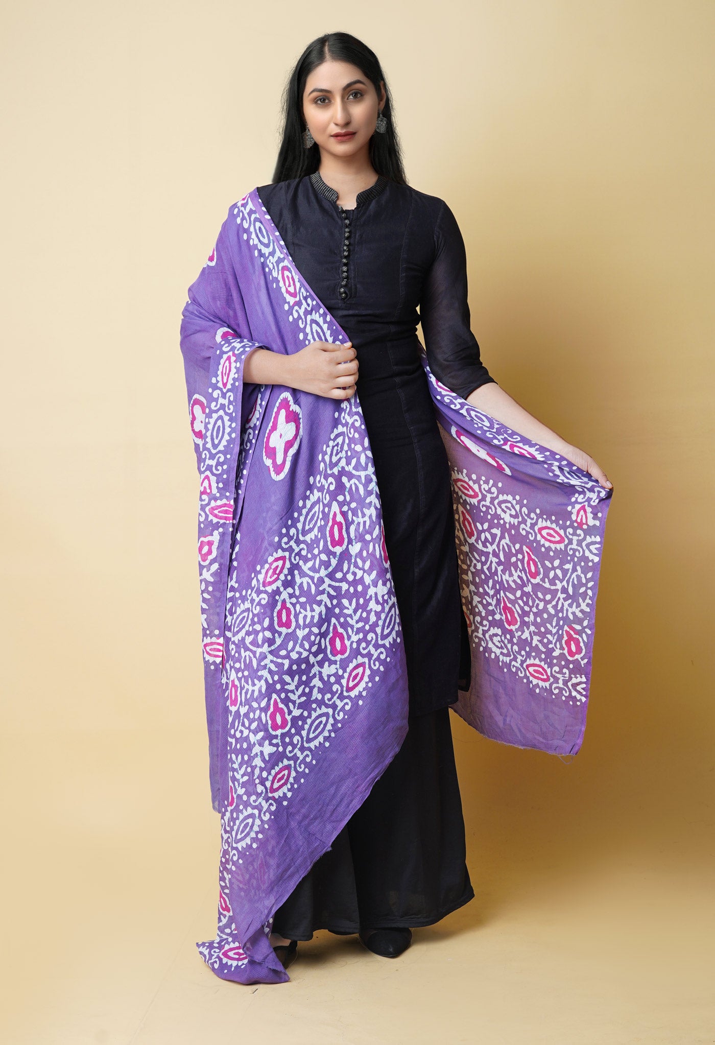 Violet Pure Batik Heavy Cotton Dupatta – UDS5334