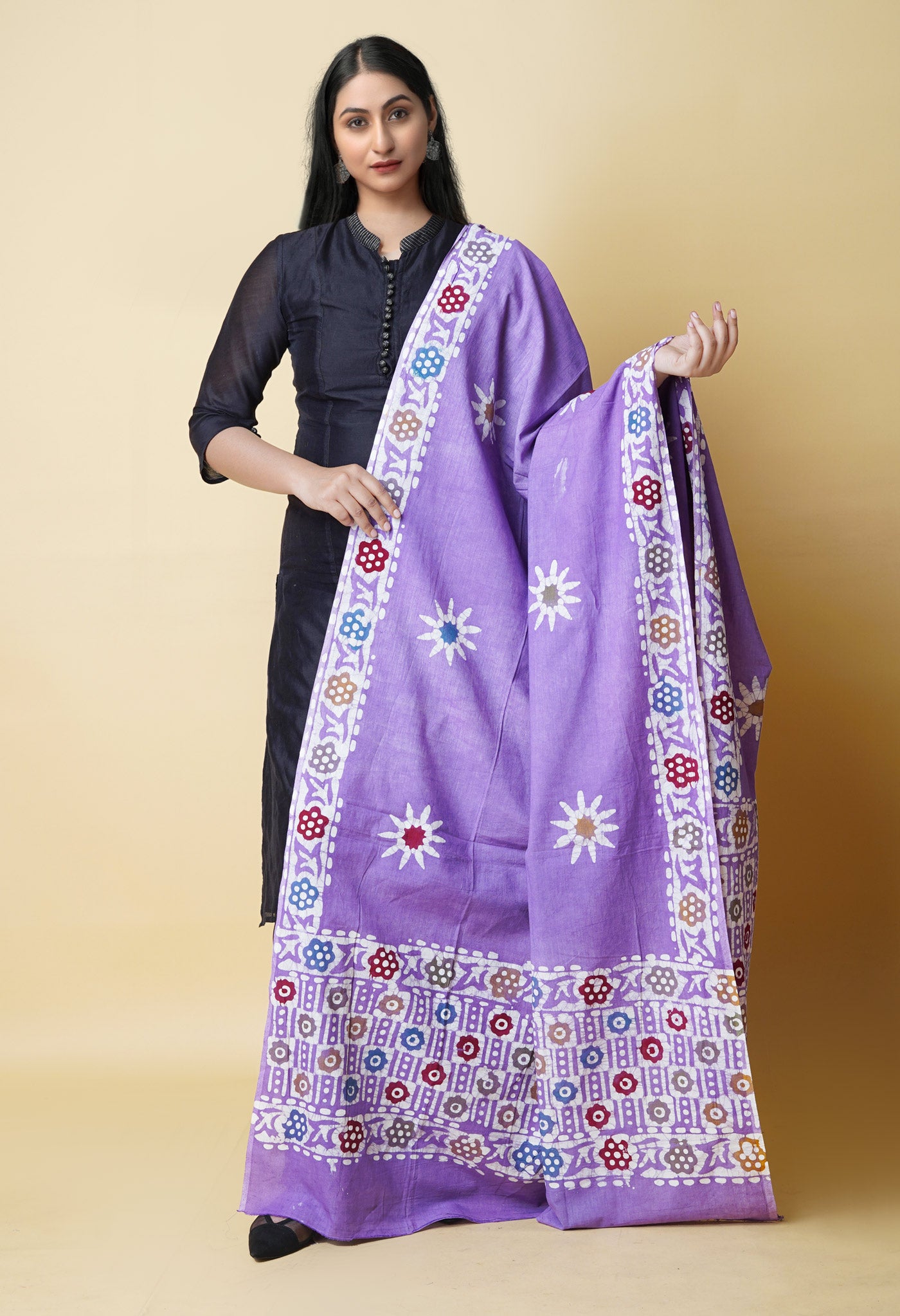 Violet Pure Batik Heavy Cotton Dupatta – UDS5335