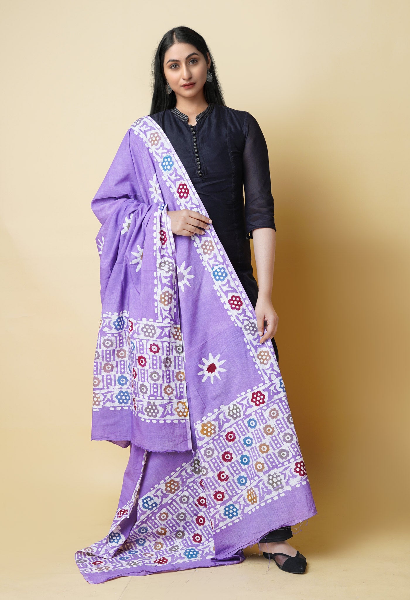 Violet Pure Batik Heavy Cotton Dupatta – UDS5335