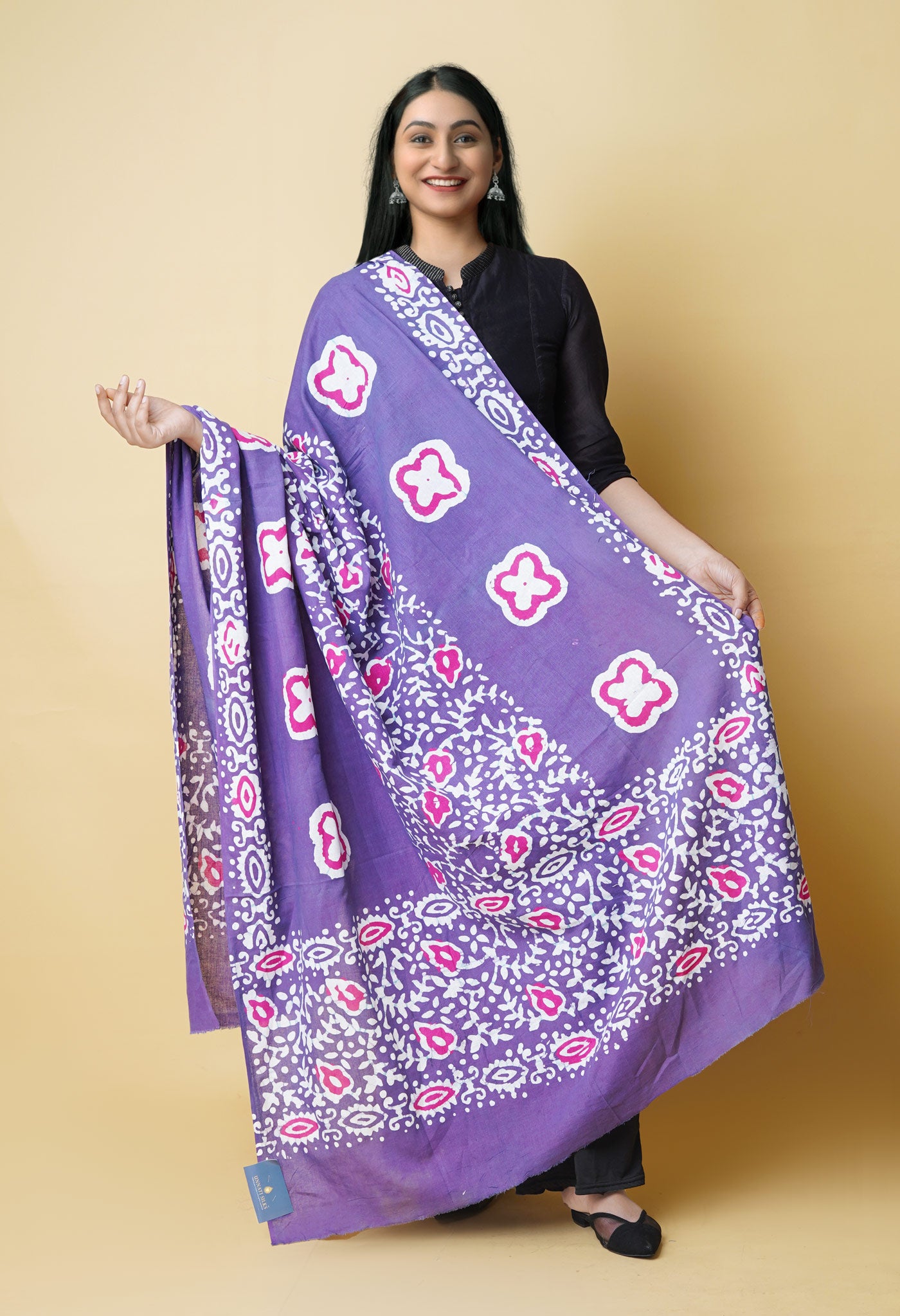 Violet Pure Batik Kota Cotton Dupatta – UDS5338