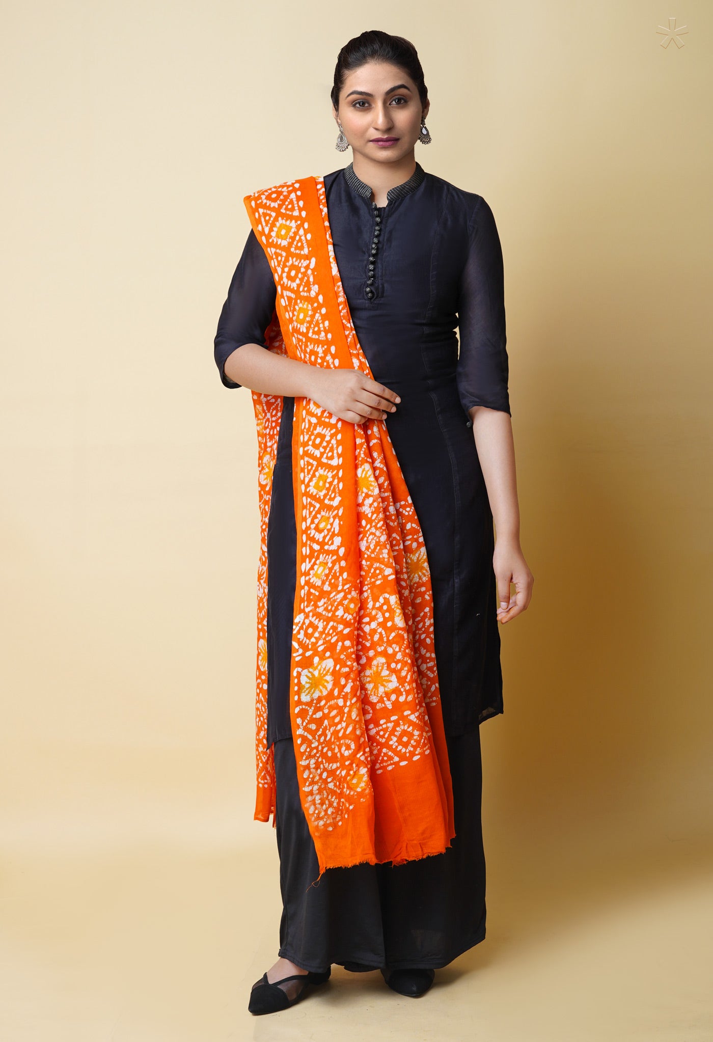 Orange Pure Batik Kota Cotton Dupatta – UDS5339