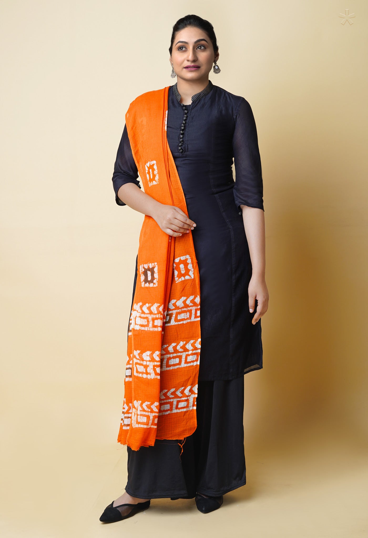 Orange Pure Batik Kota Cotton Dupatta – UDS5345