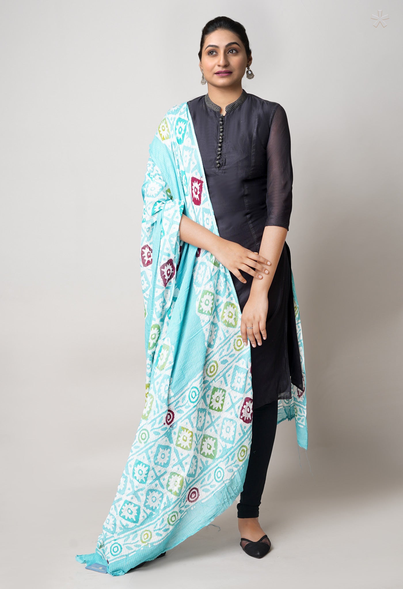 Sky Blue Pure Batik Kota Cotton Dupatta – UDS5347