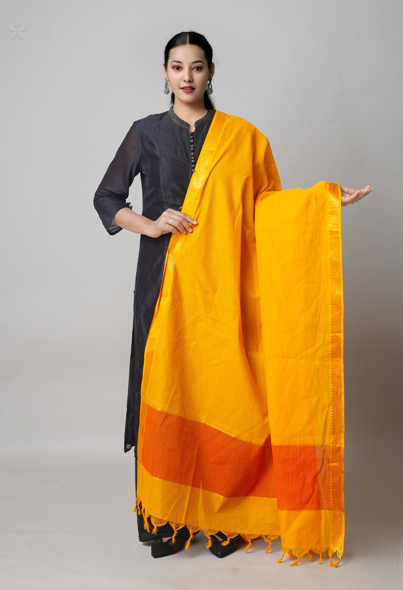 Yellow Pure Mangalagiri Cotton Dupatta–UDS5505