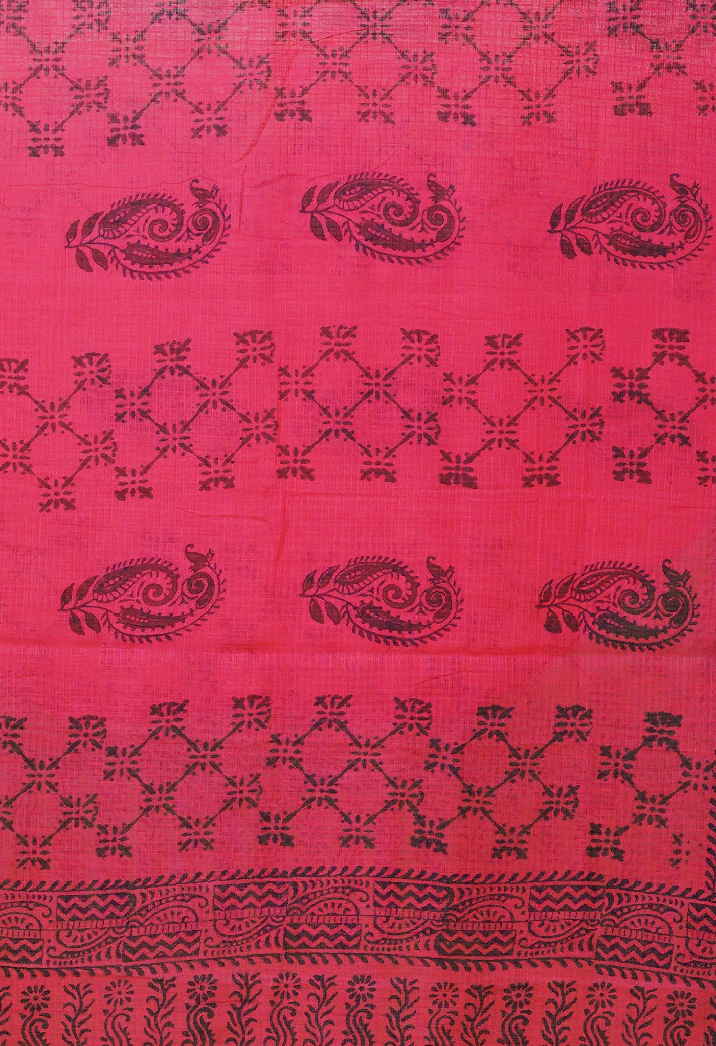 Red-Green Pure Block Printed Kota Dupatta