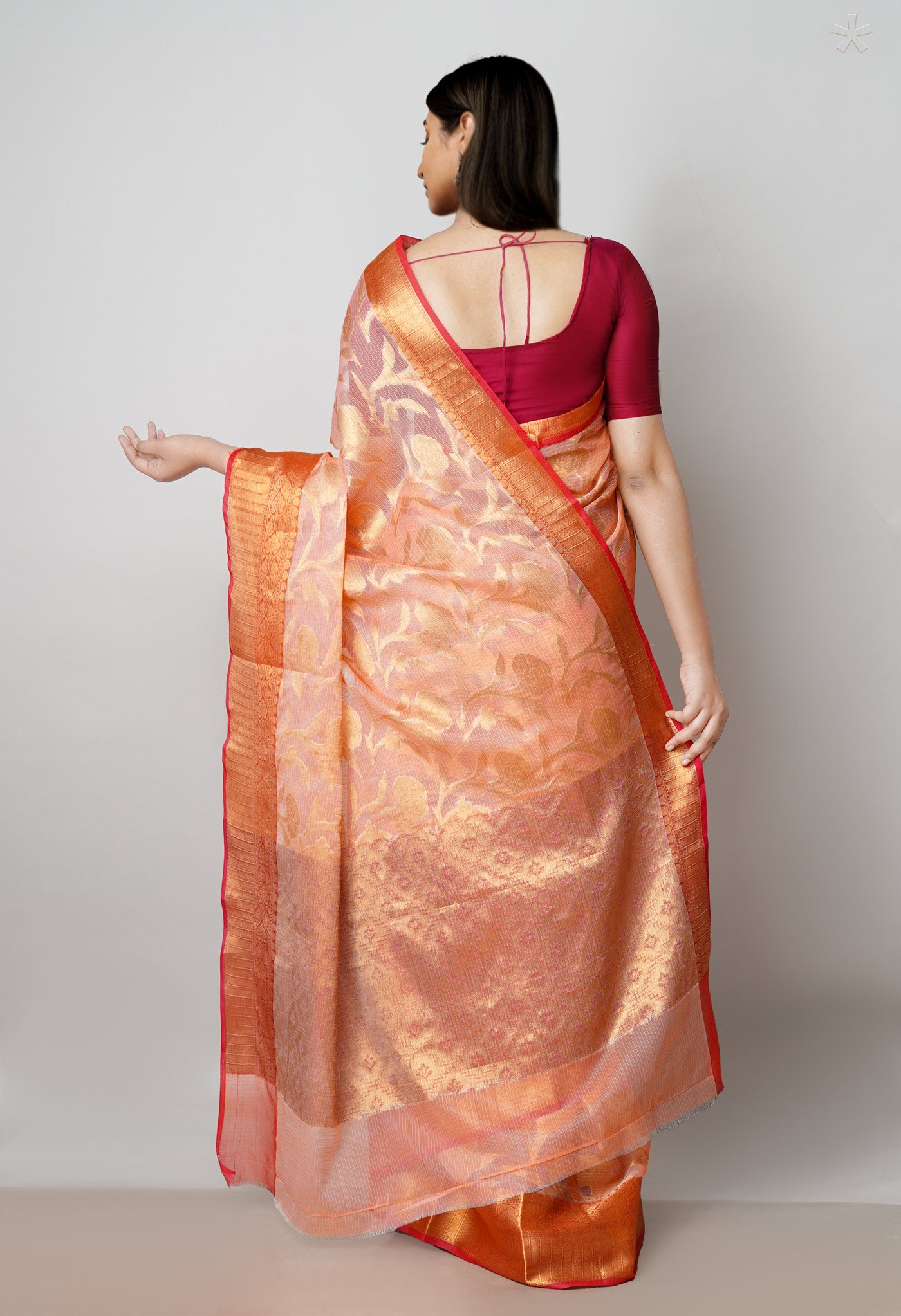 Orange Pure  Banarasi Kota Cotton Saree-UNM73048