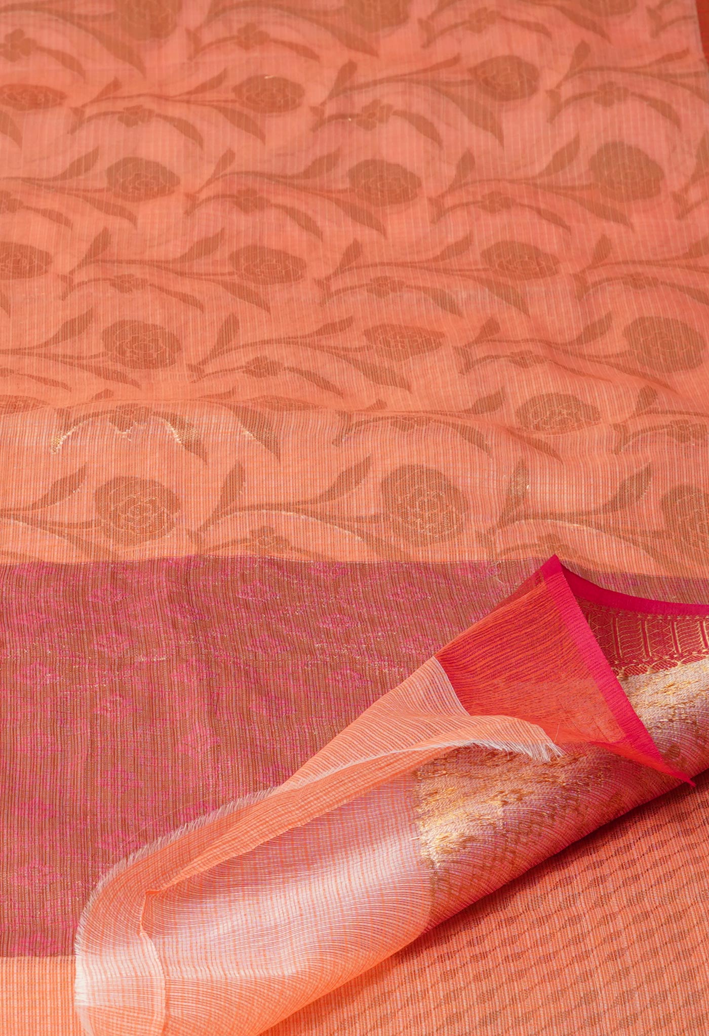 Orange Pure  Banarasi Kota Cotton Saree-UNM73048