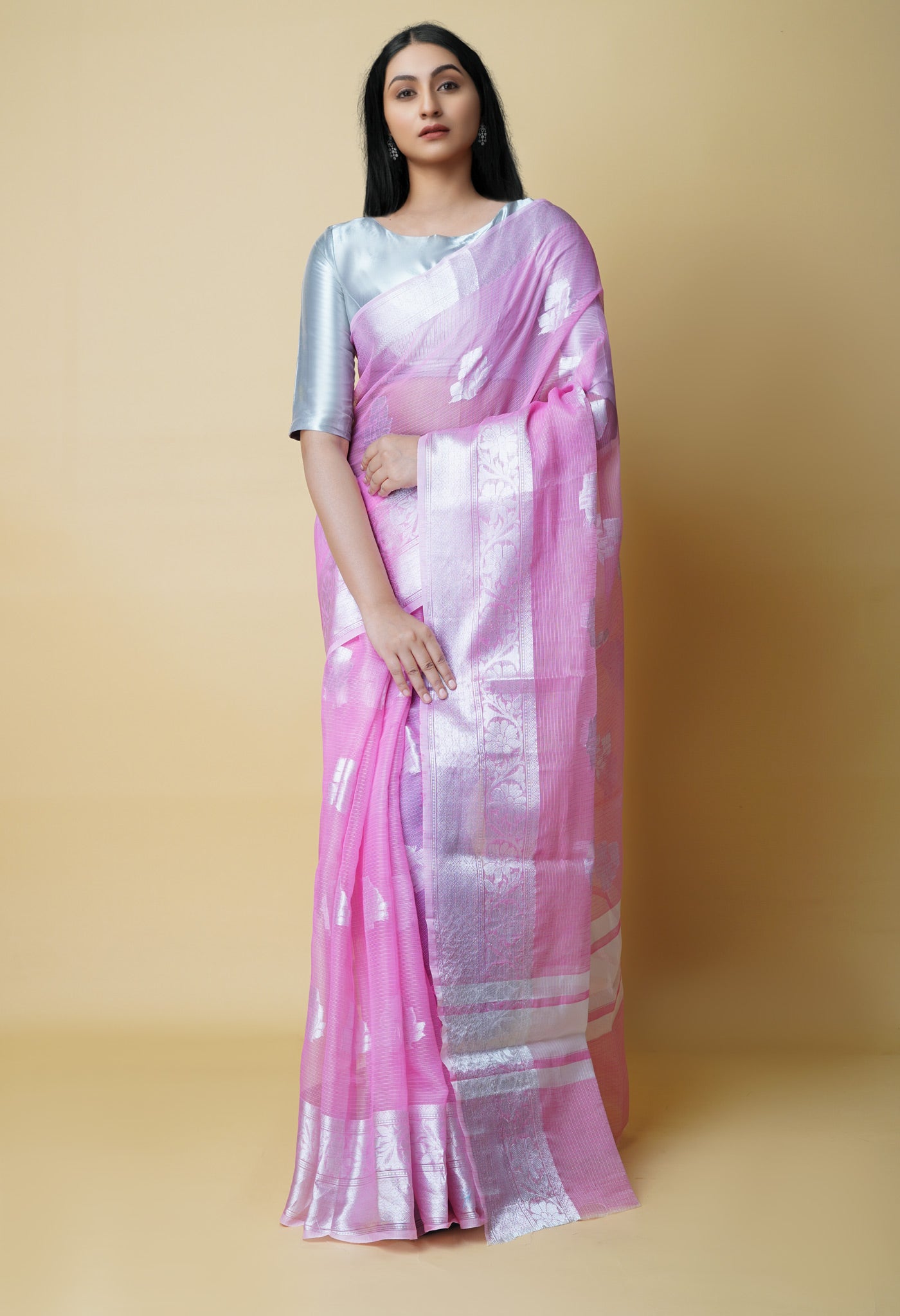 Pink Pure  Banarasi Kota Cotton Saree-UNM73089