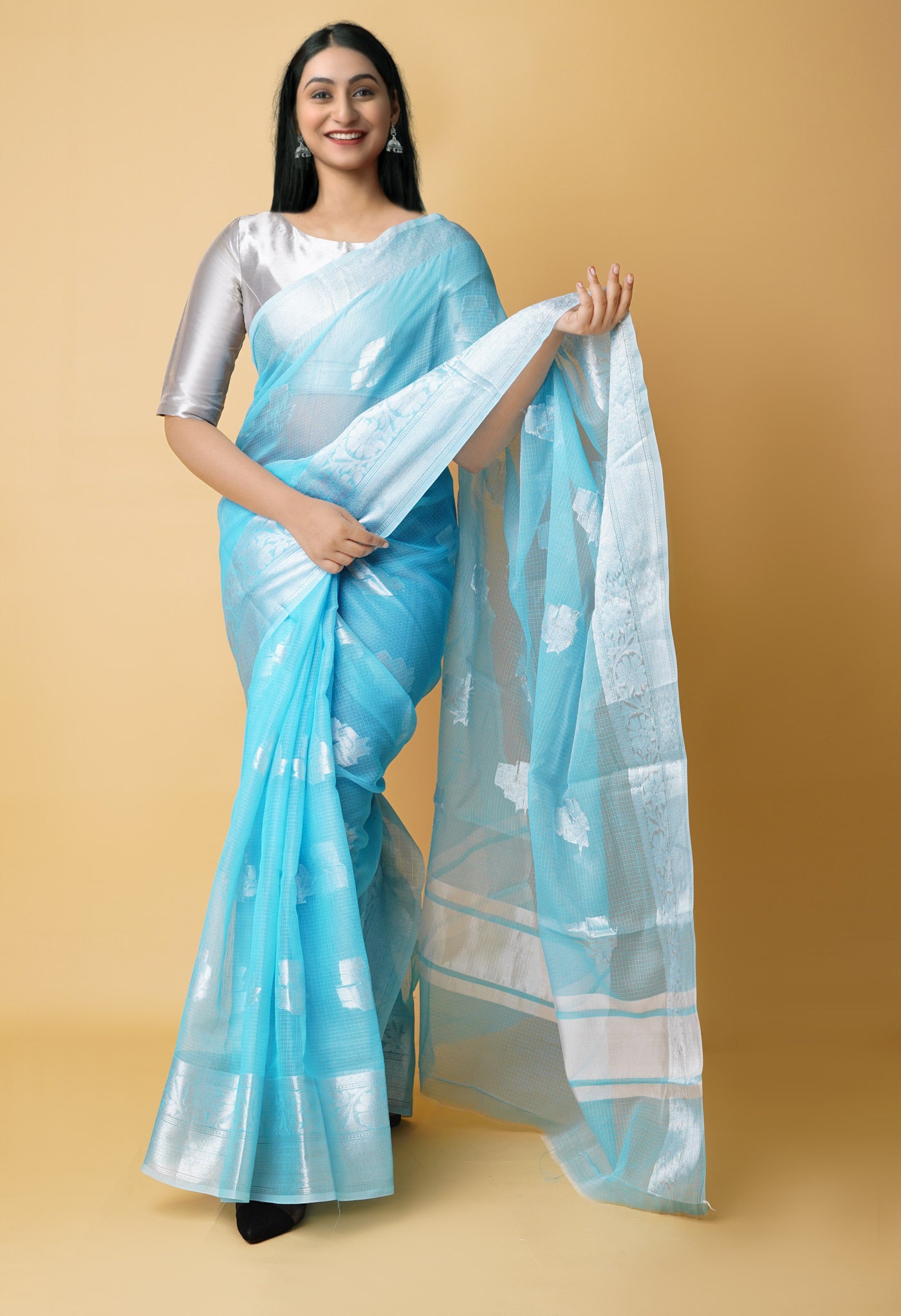 Blue Pure Banarasi Kota Cotton Saree