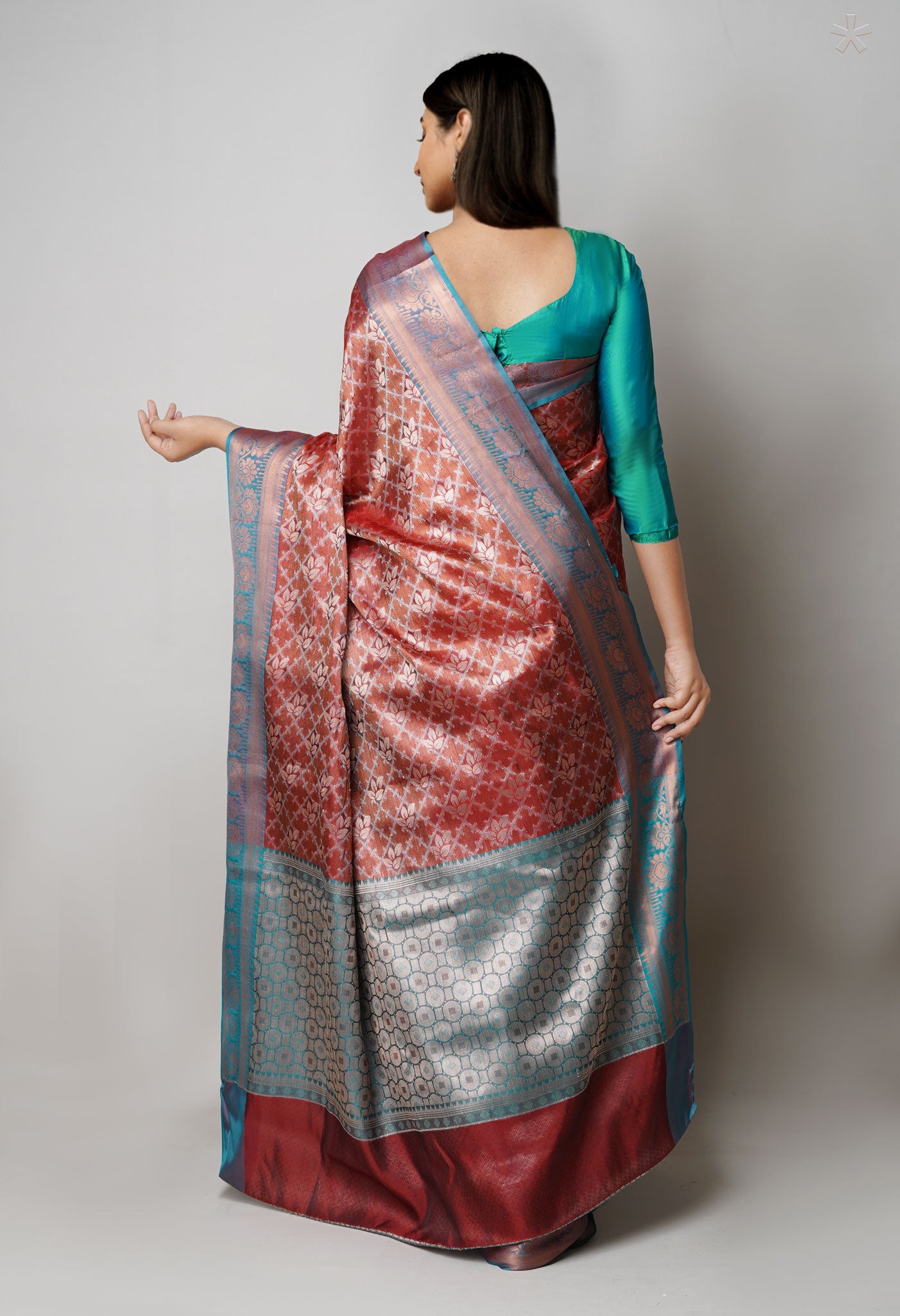 Burgundy Brocade Banarasi Sico Saree