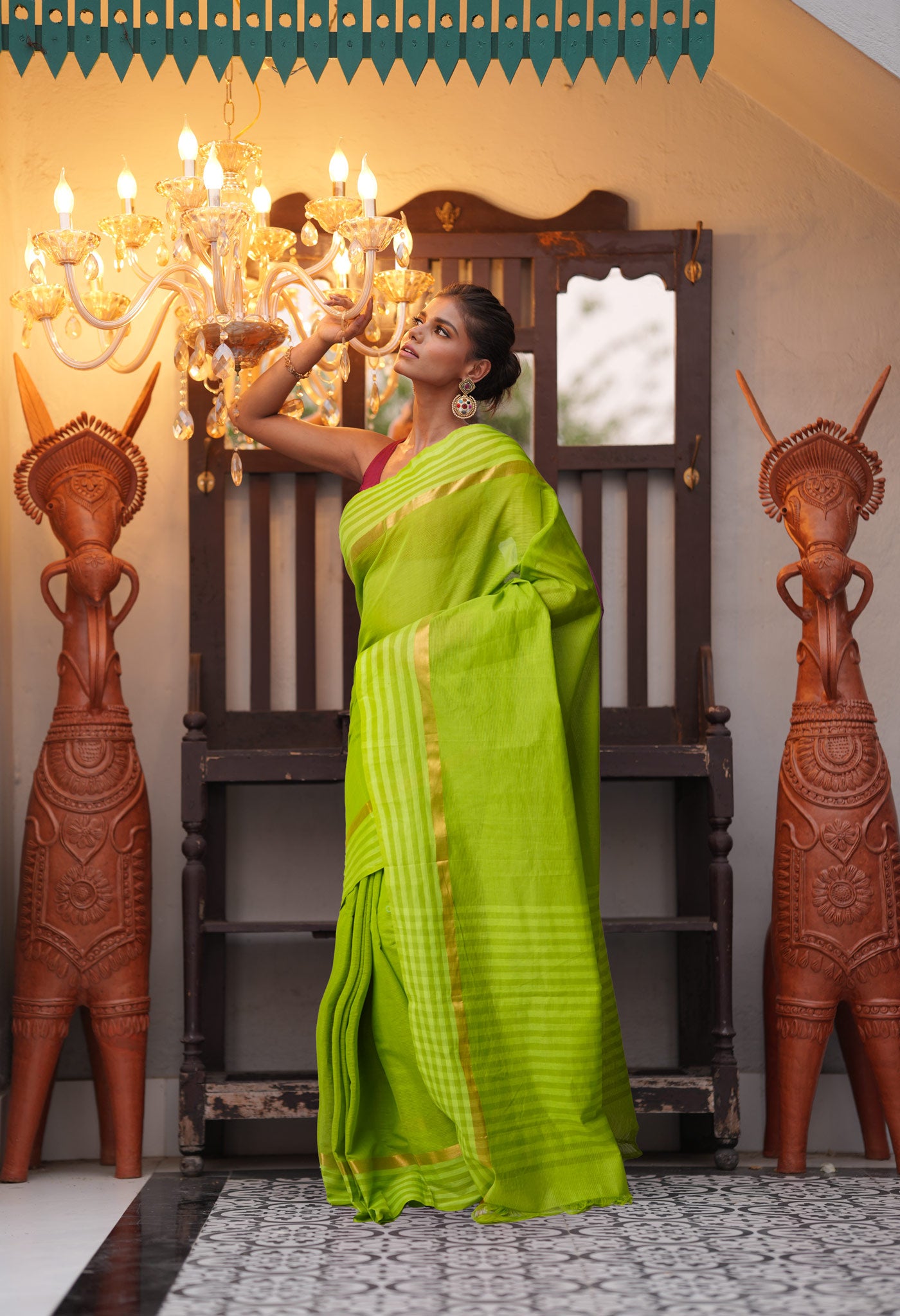 Green Pure  Mangalgiri Cotton Saree-UNM73481