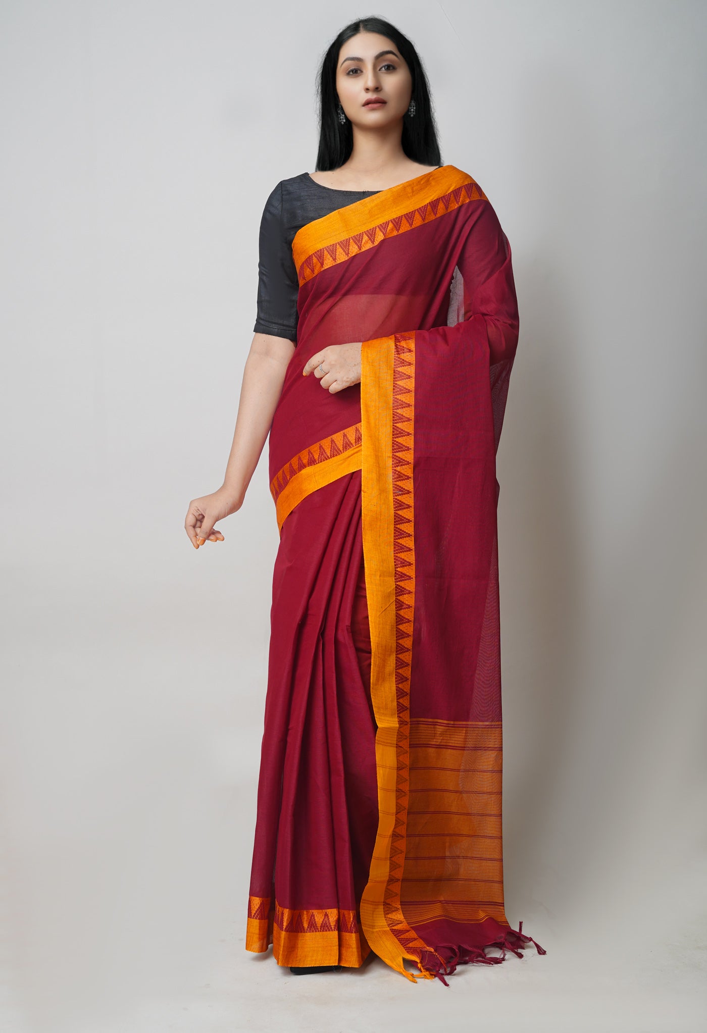 Buy Red Pure Cotton Plain Saree For Women by Samyukta Singhania Online at  Aza Fashions.