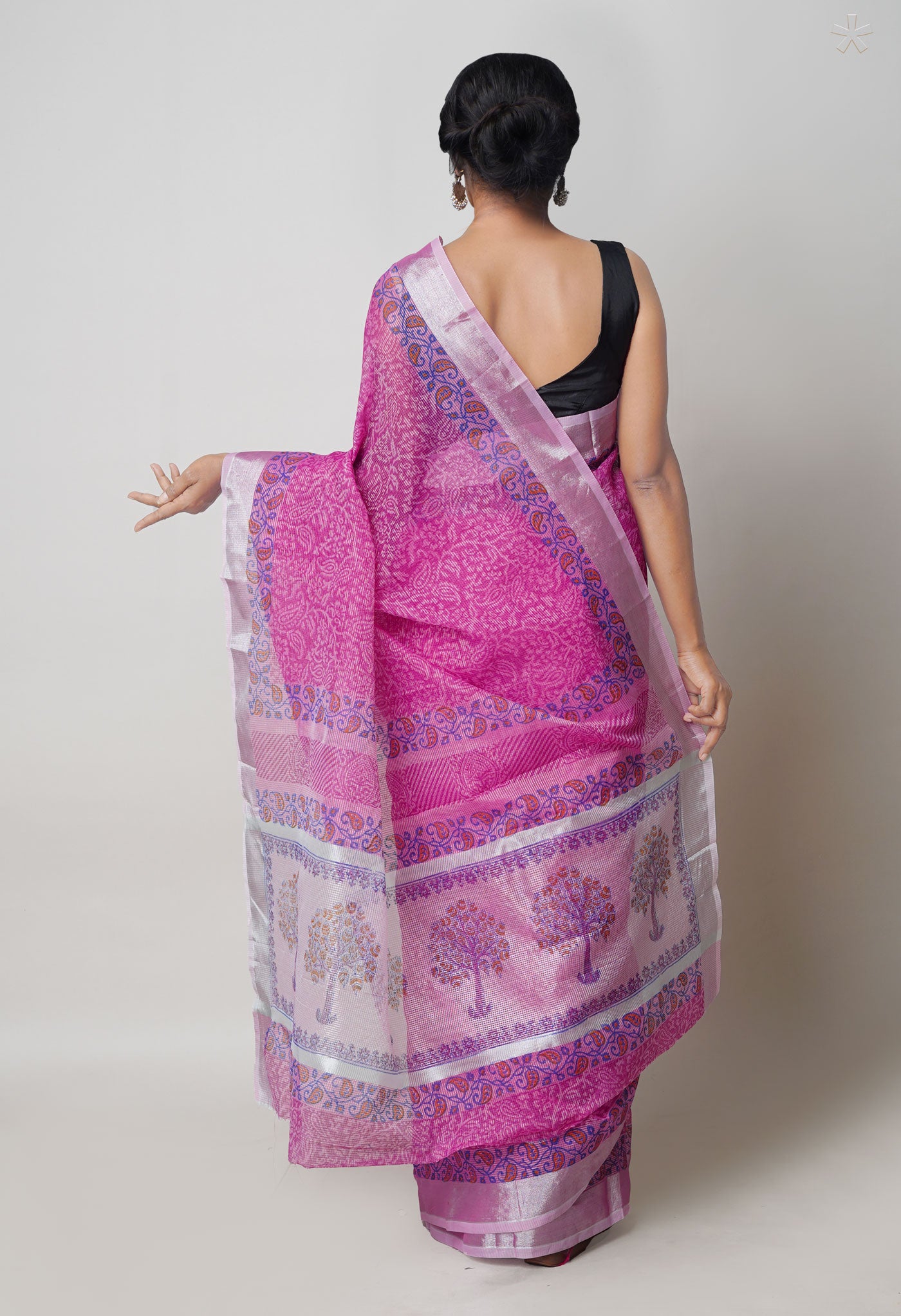 Pink Pure Block Printed Kota Cotton Saree-UNM73669