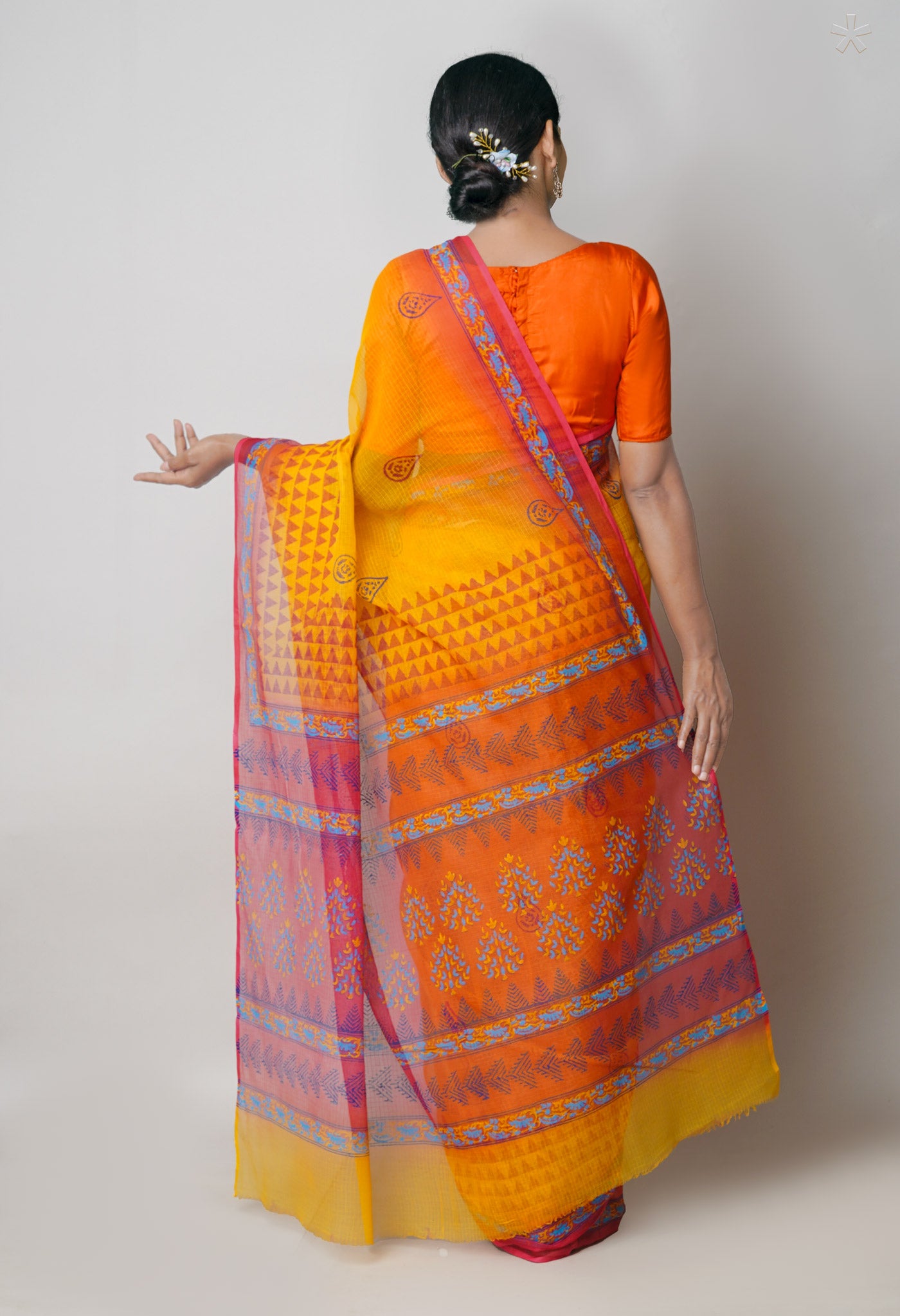 Yellow  Pure Dyed Printed Kota Cotton Cotton Saree-UNM73744