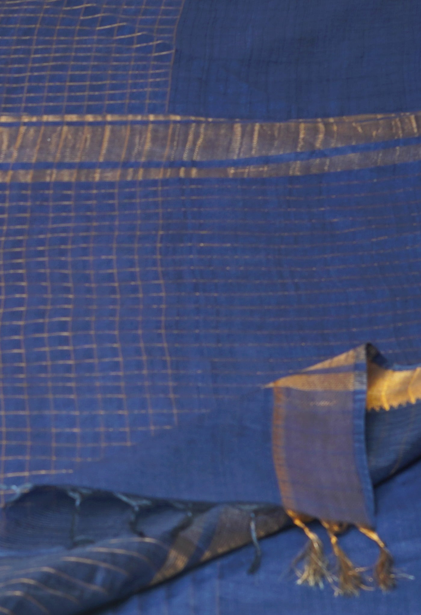 Navy Blue Mangalagiri Checks Sico Saree