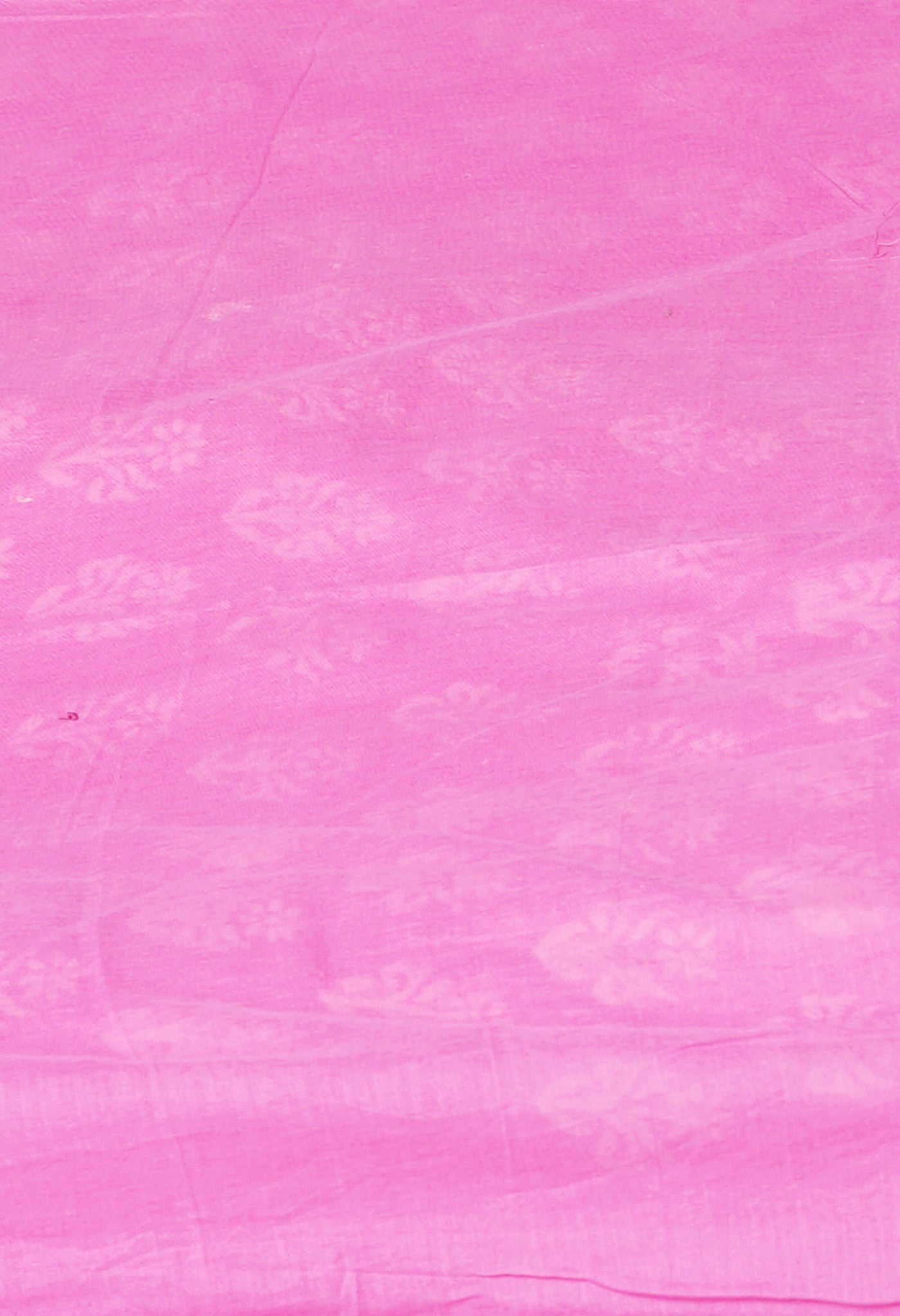 Pink Pure Hand Block Printed Discharge Soft Cotton Saree