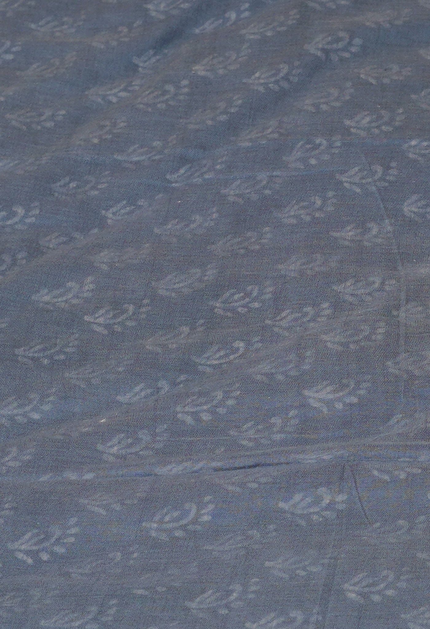 Grey Pure Hand Block Printed Soft Cotton Saree