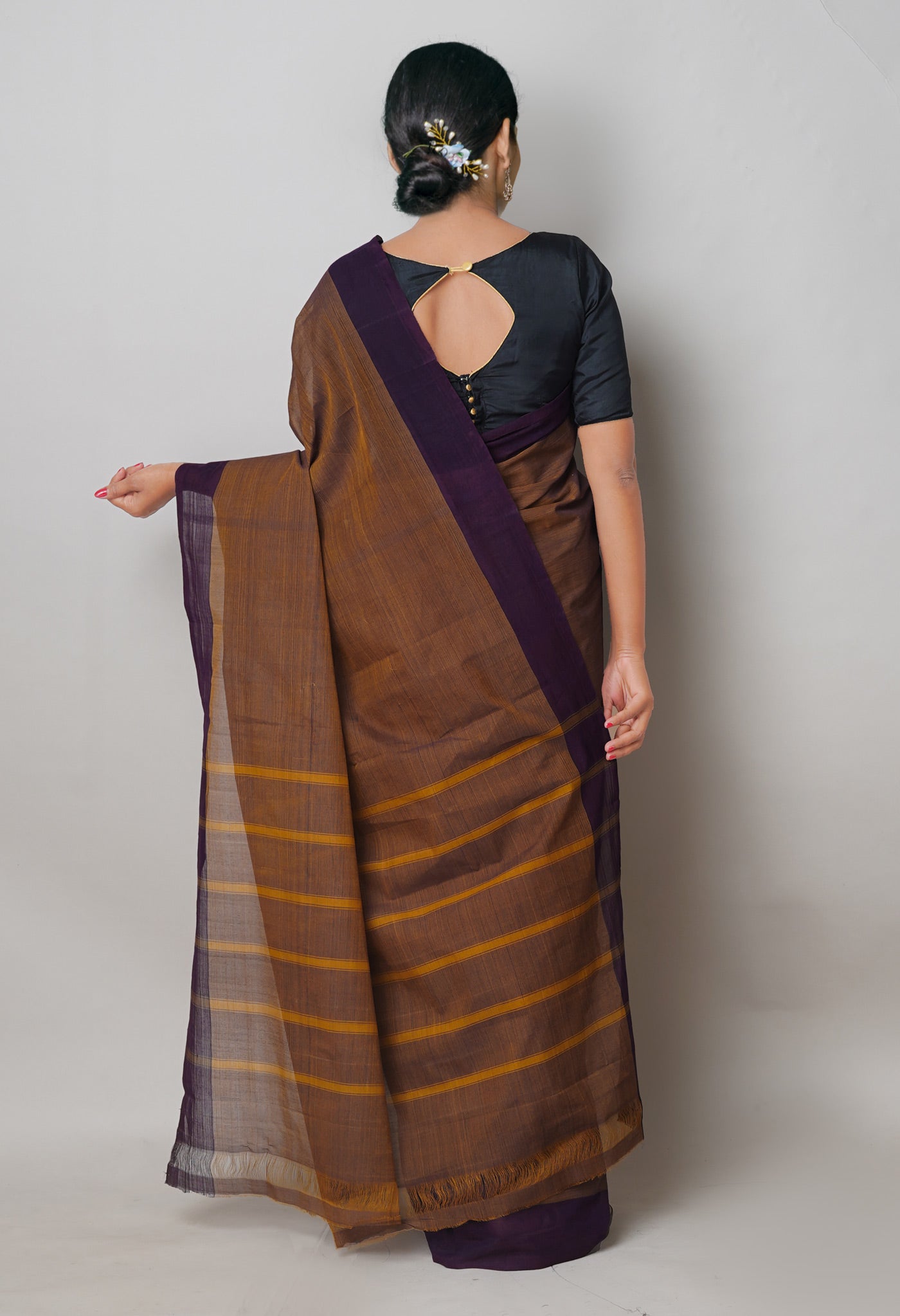 Brown Pure Andhra Handloom Cotton Saree