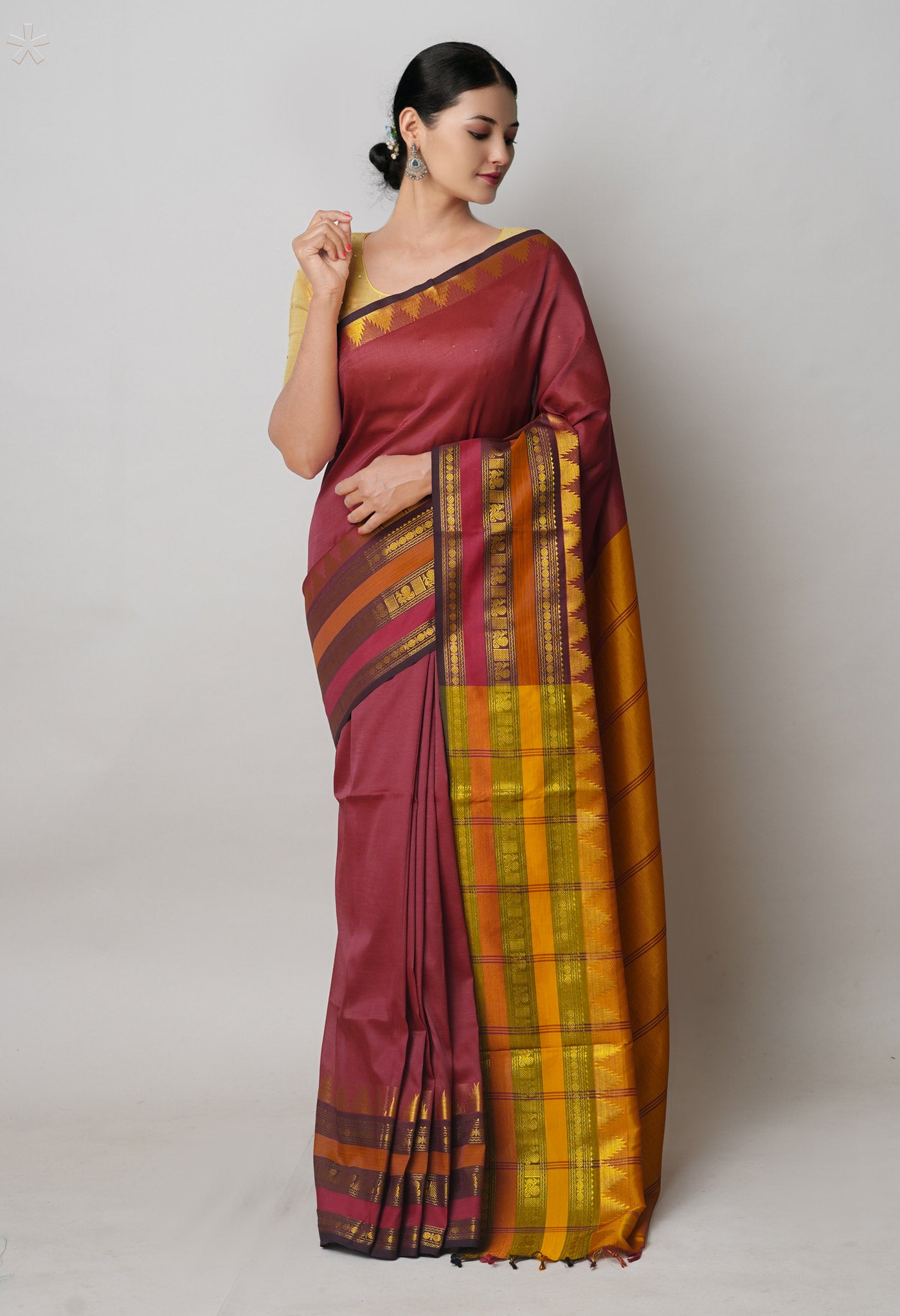 Maroon Pure Handloom Narayanpet Silk Saree-UNM74401