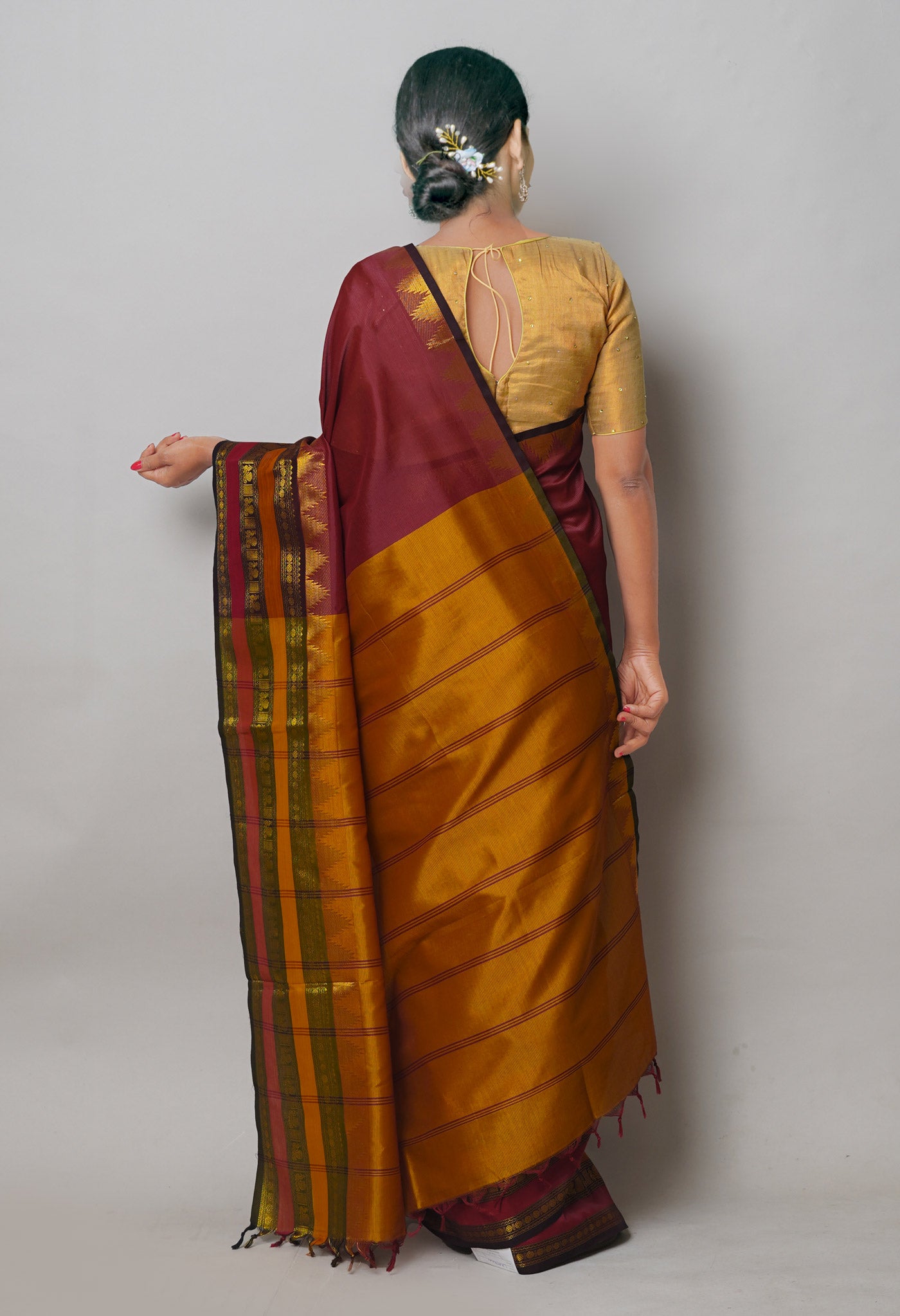 Maroon Pure Handloom Narayanpet Silk Saree-UNM74401