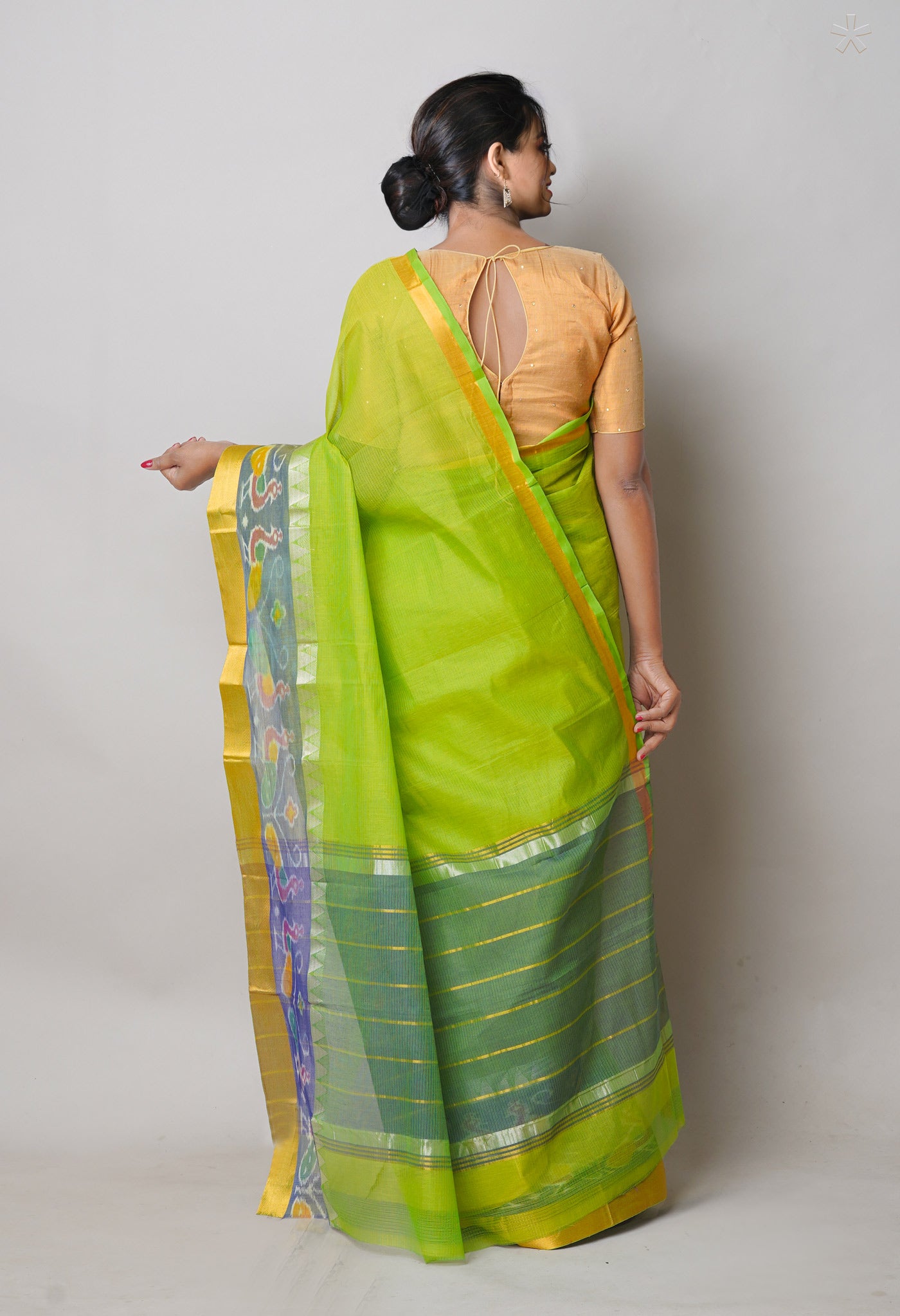 Green Pure Handloom Mangalgiri Cotton Saree-UNM74446