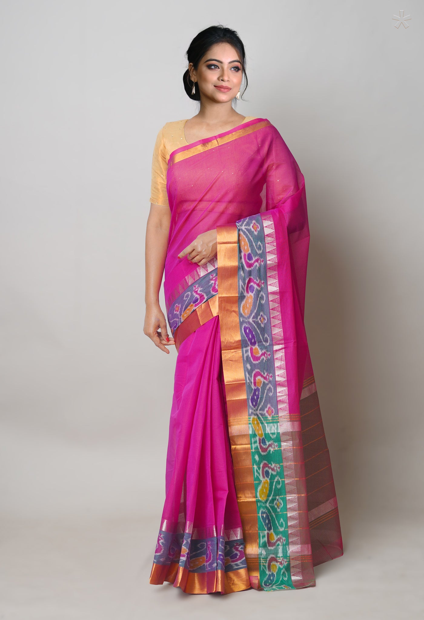 Pink Pure Handloom Mangalgiri Cotton Saree-UNM74451