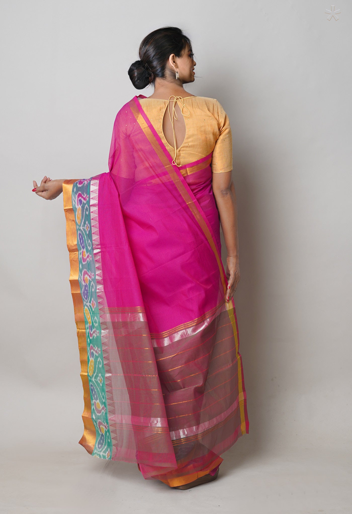 Pink Pure Handloom Mangalgiri Cotton Saree-UNM74451