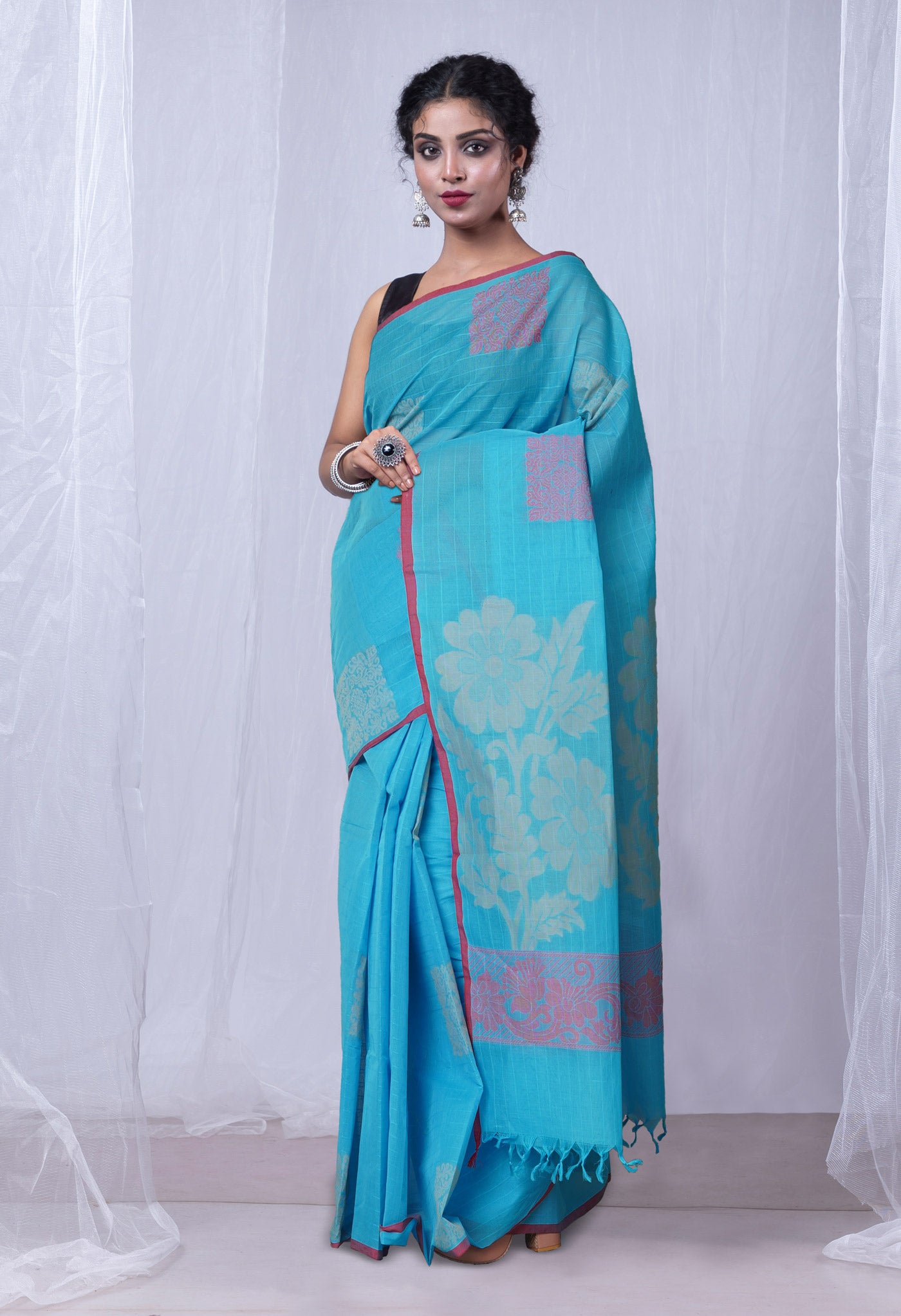 Blue Pure  Chettinad Soft Cotton Saree