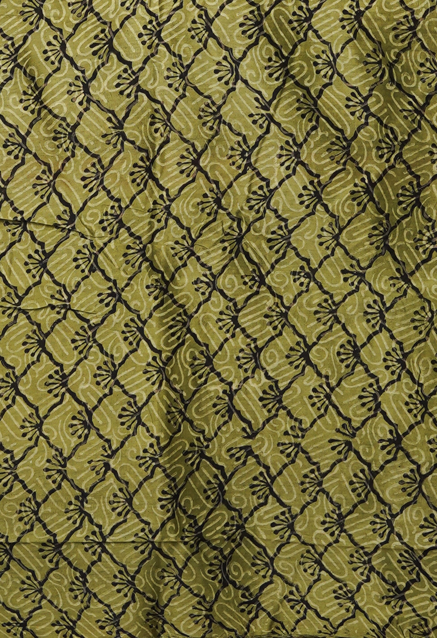 Green Pure Bagru Kalamkari Printed Chanderi Sico Saree