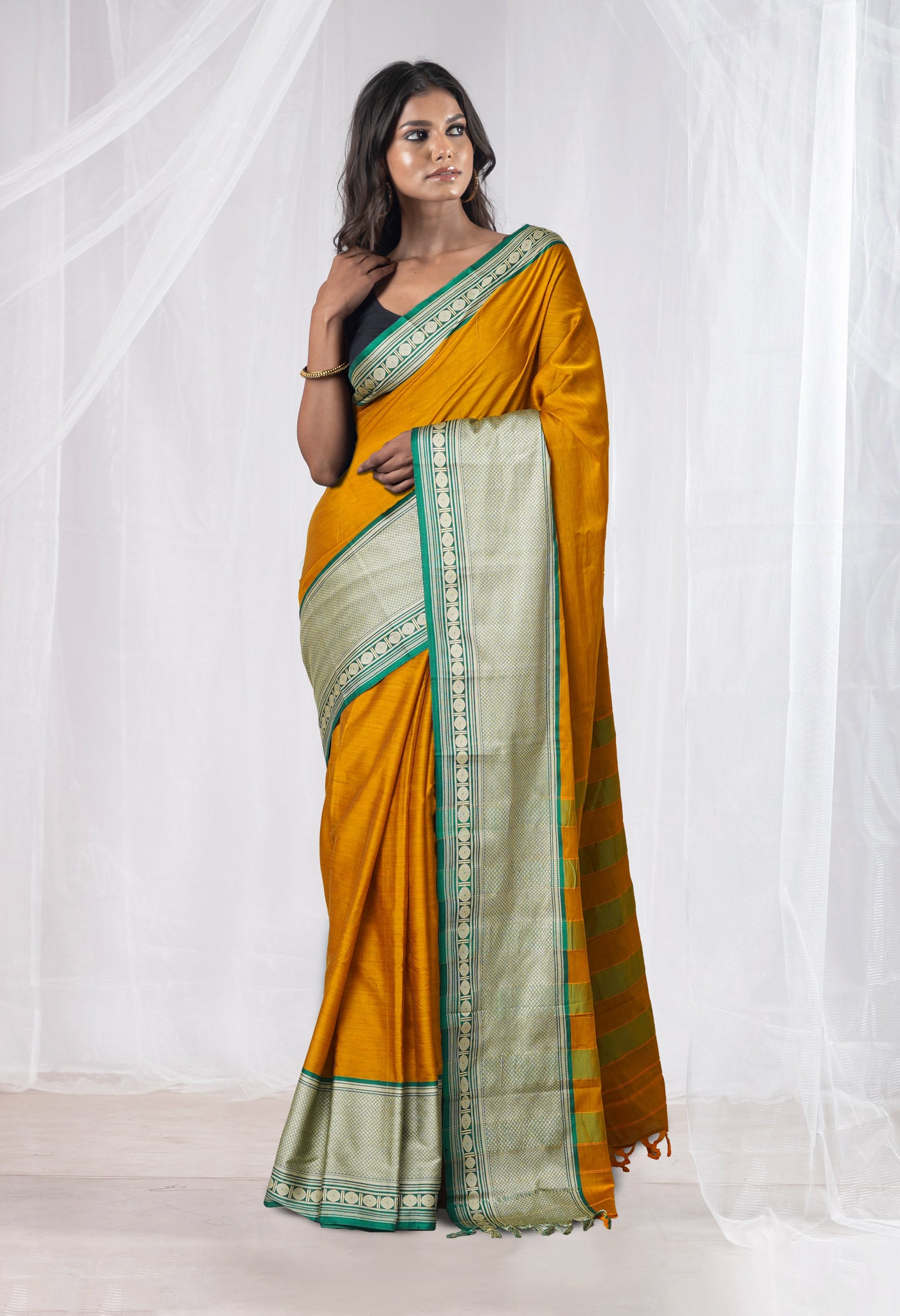 Yellow Pure Handloom Narayani Cotton Saree-UNM78260