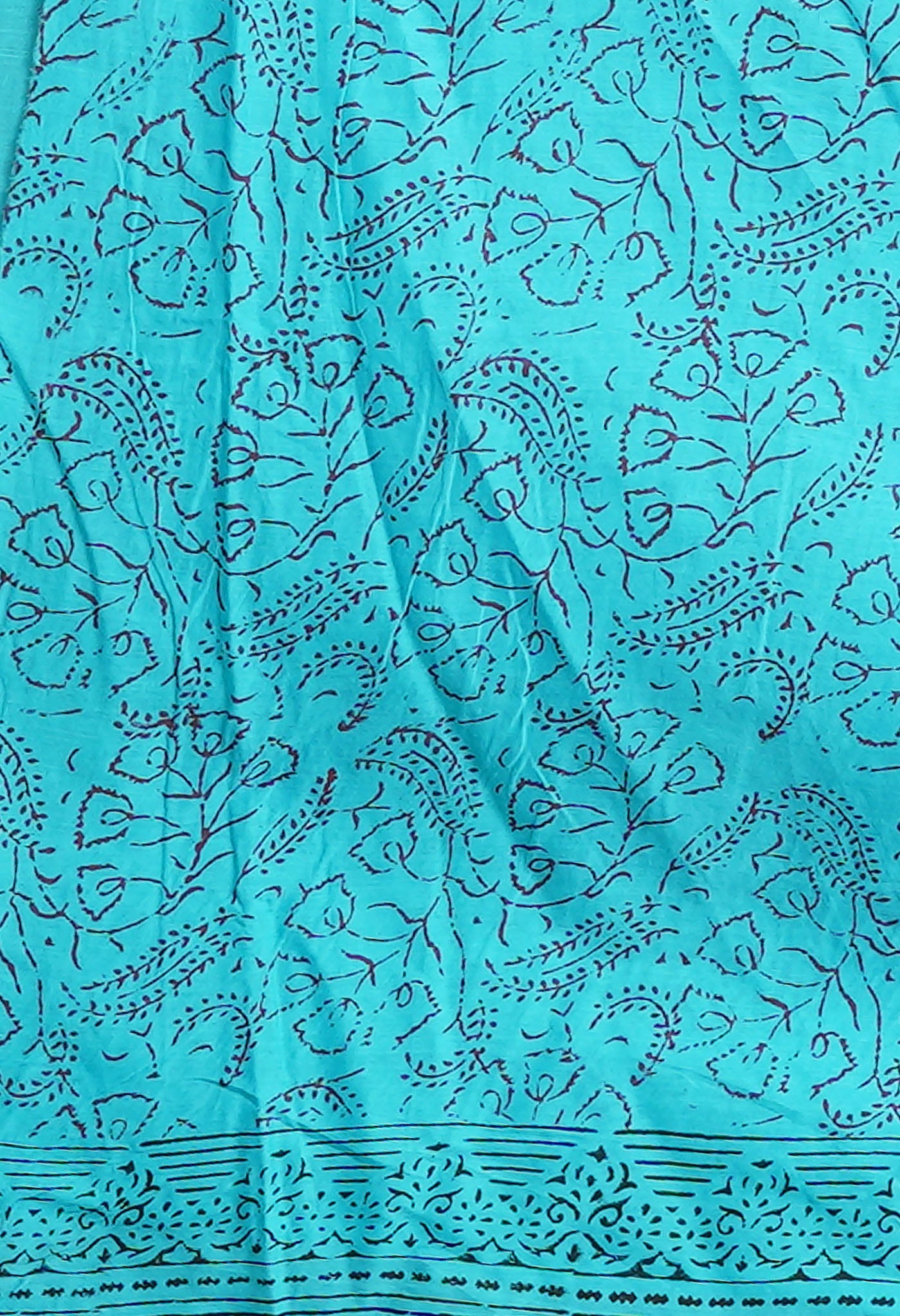 Blue Pure  Block Printed Soft Cotton Saree-UNM78474