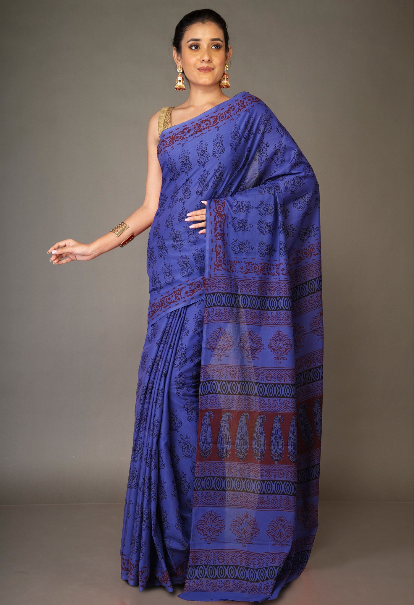 Purple Pure  Bagh Printed Soft Cotton Saree-UNM78584