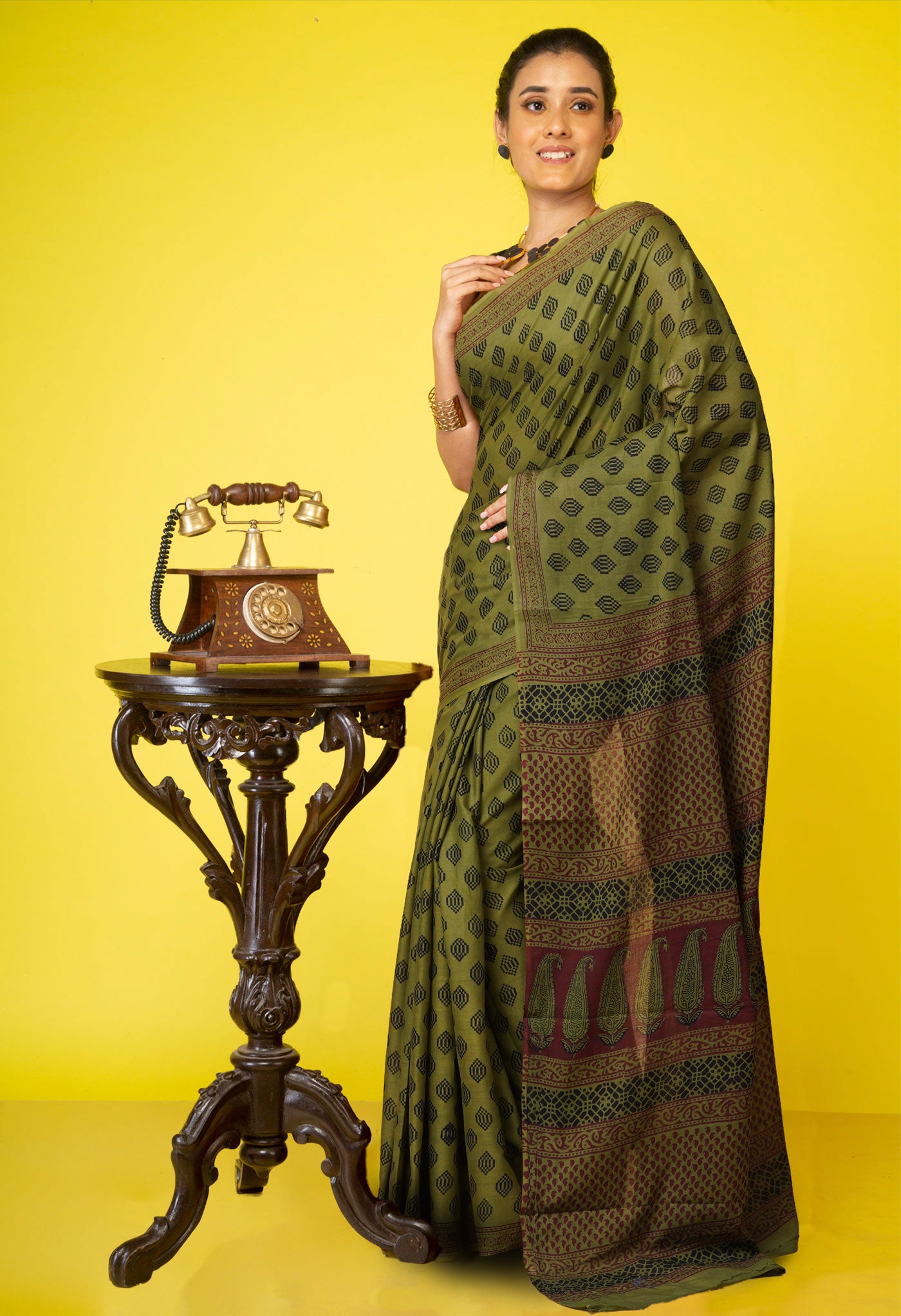 Green Pure  Bagh Printed Soft Cotton Saree-UNM78731