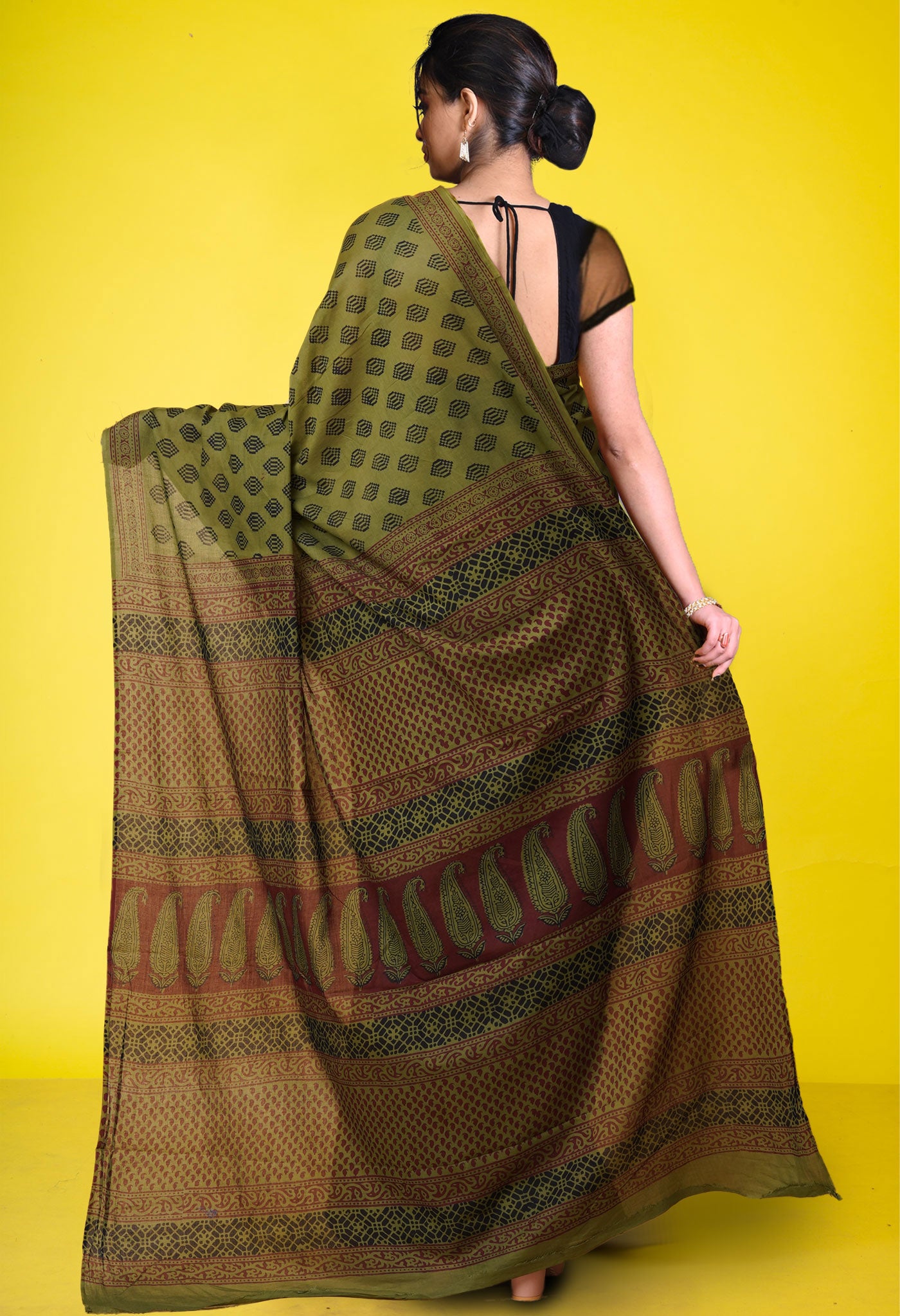 Green Pure  Bagh Printed Soft Cotton Saree-UNM78731